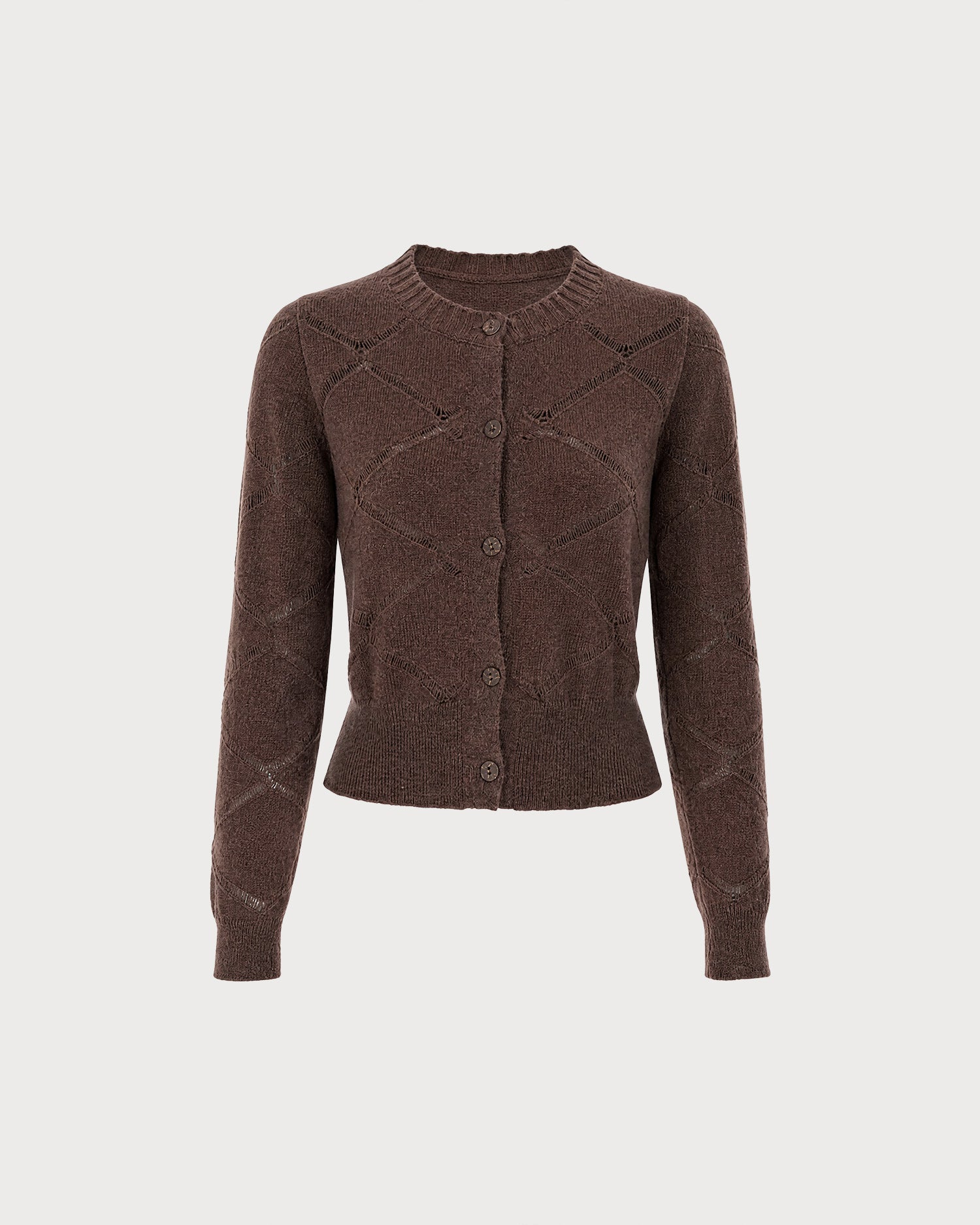 Coffee Single Breasted Knit Cardigan