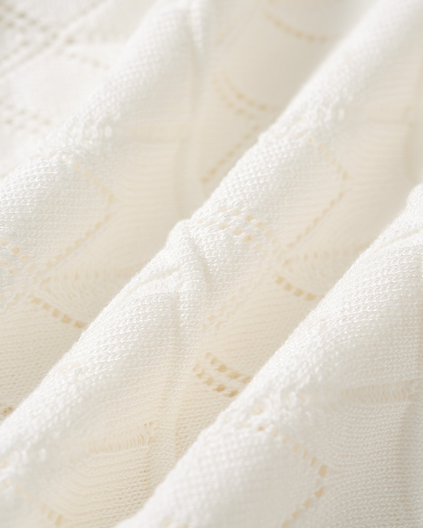 Off White Solid V Neck Textured Sweater