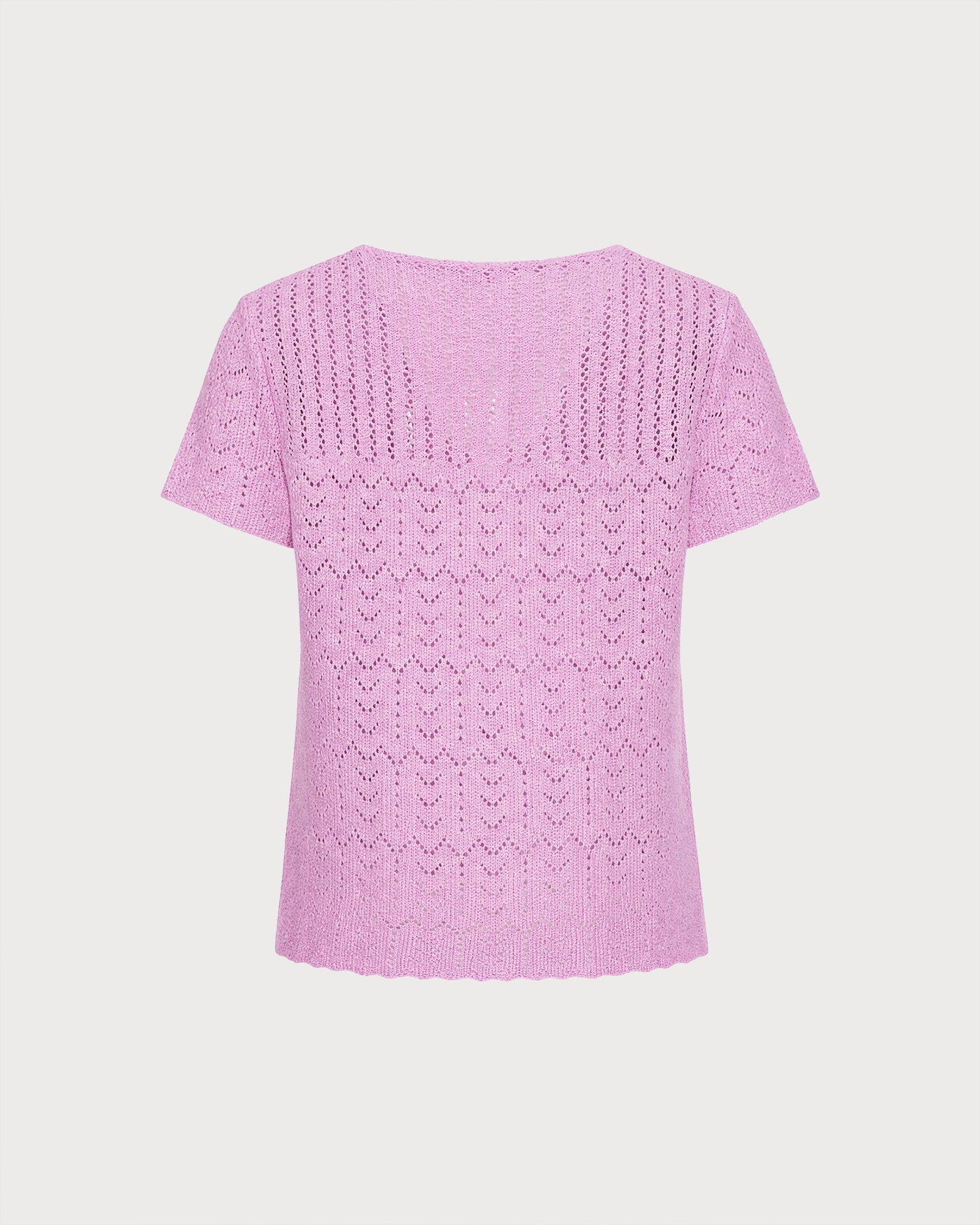Purple V Neck Textured Button Knit Cardigan