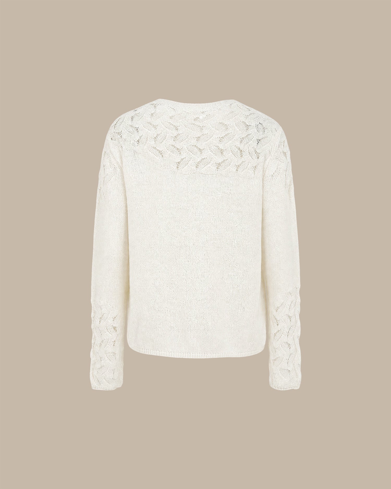 Off White Boat Neck Cut Out Knit Sweater