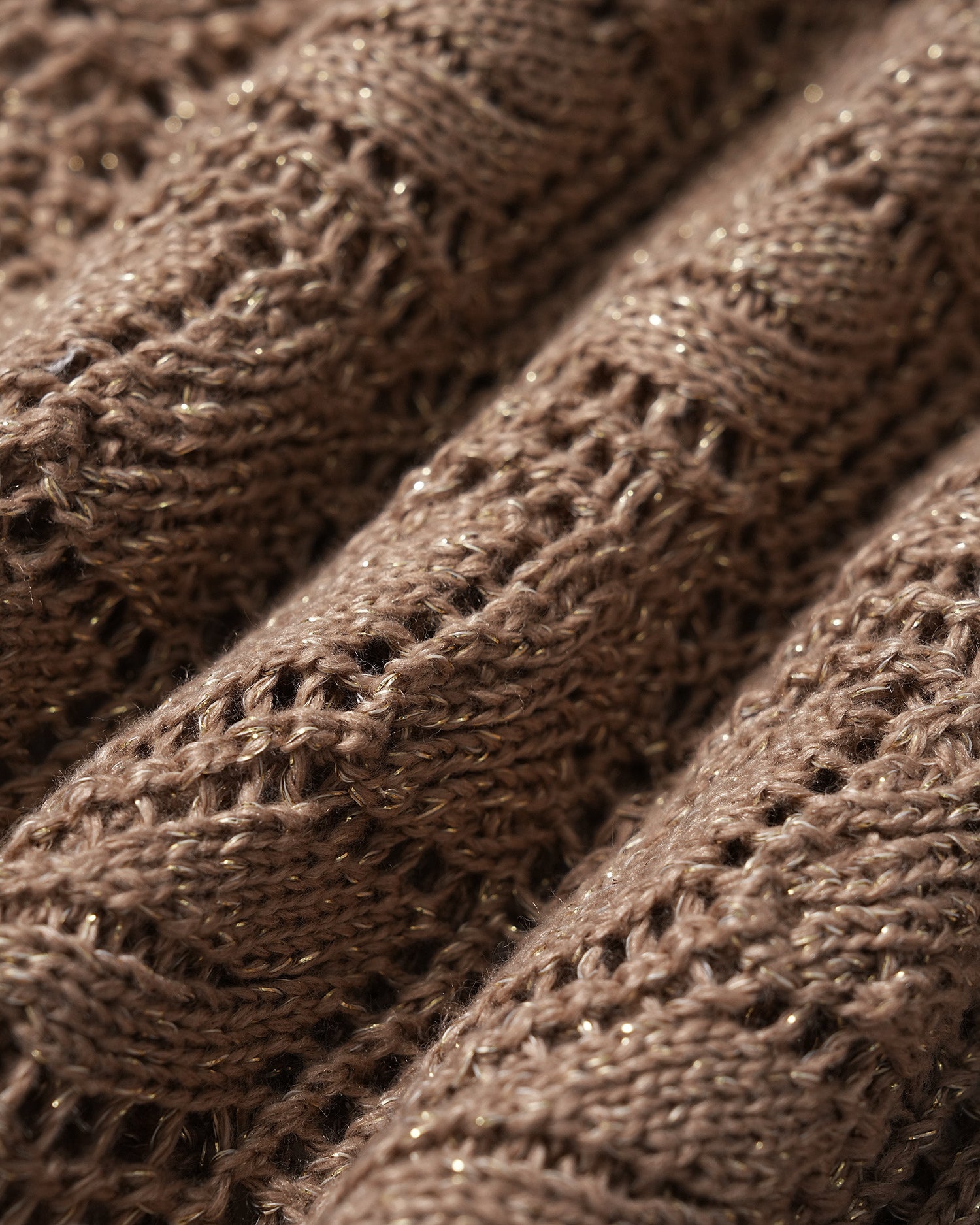 Brown Boat Neck Cut Out Knit Sweater