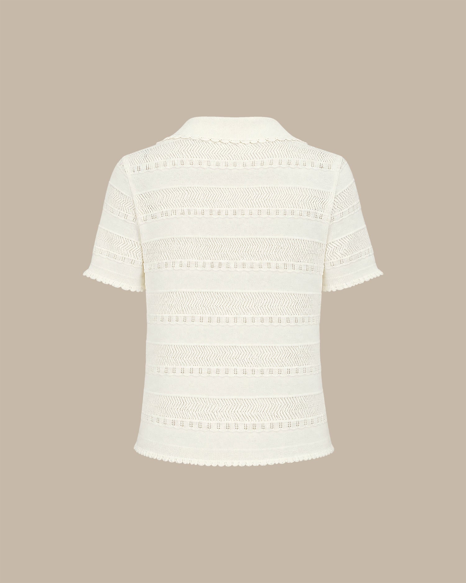 White Collar Textured Knit Sweater