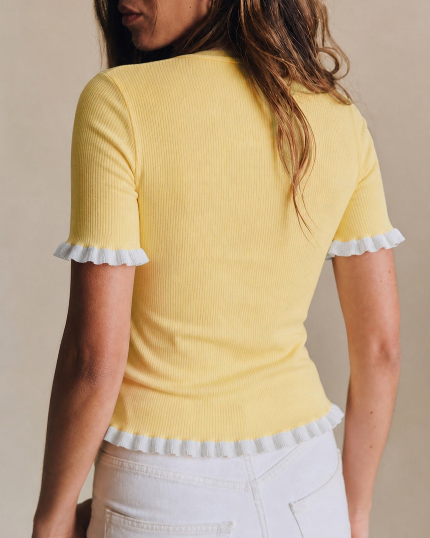 Yellow Single Breasted Contrasting Cardigan