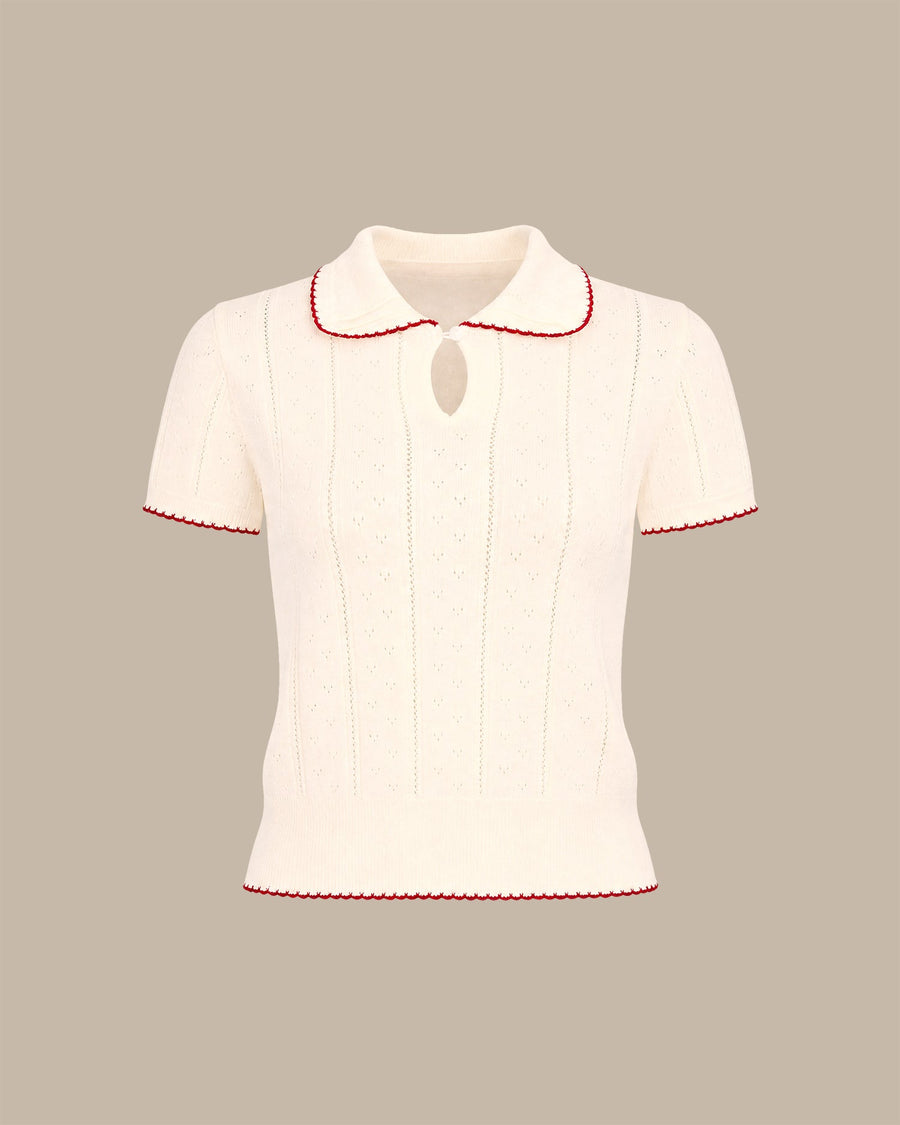 Apricot Collar Contrasting Knit Sweater