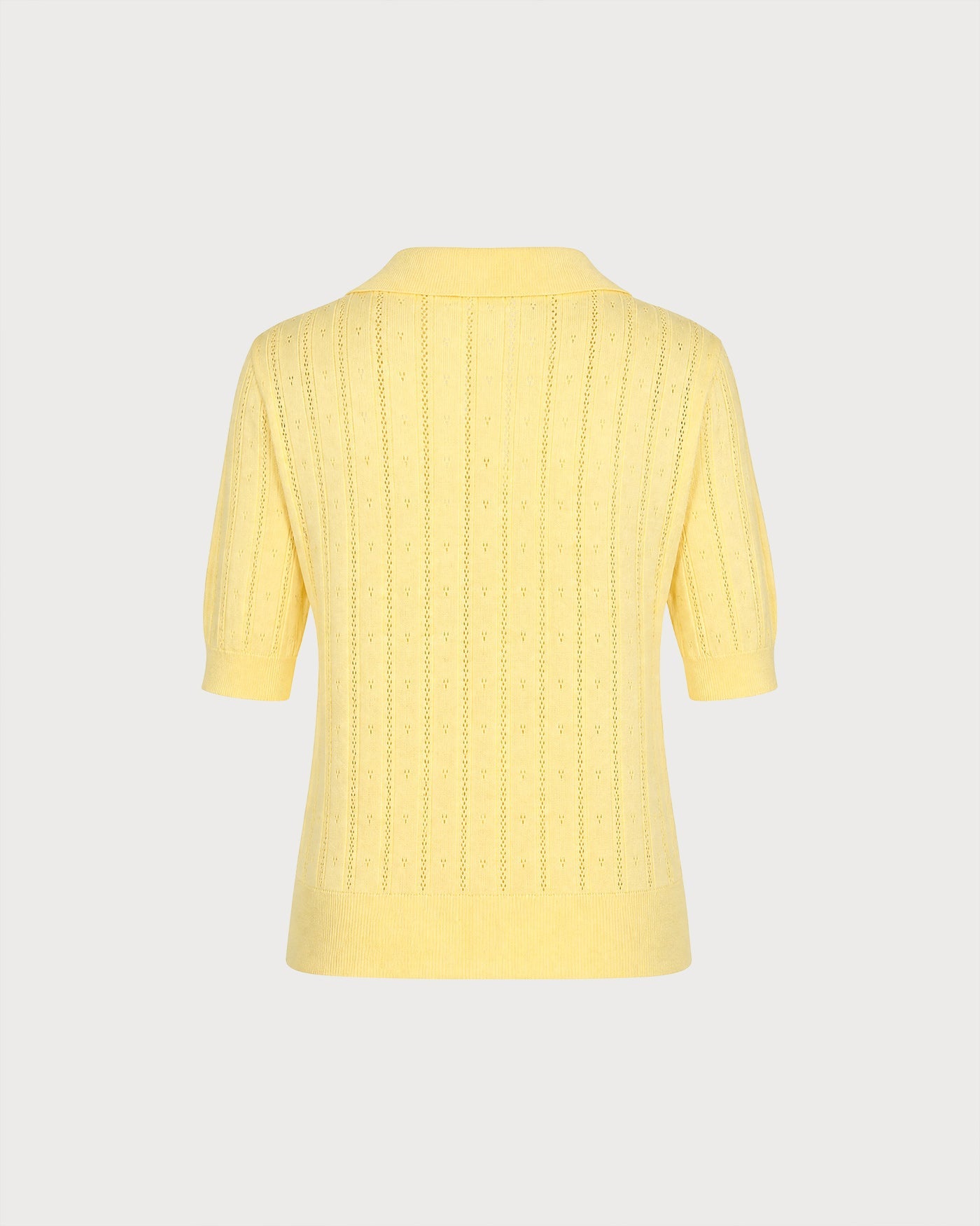 Yellow Collar Button Textured Sweater