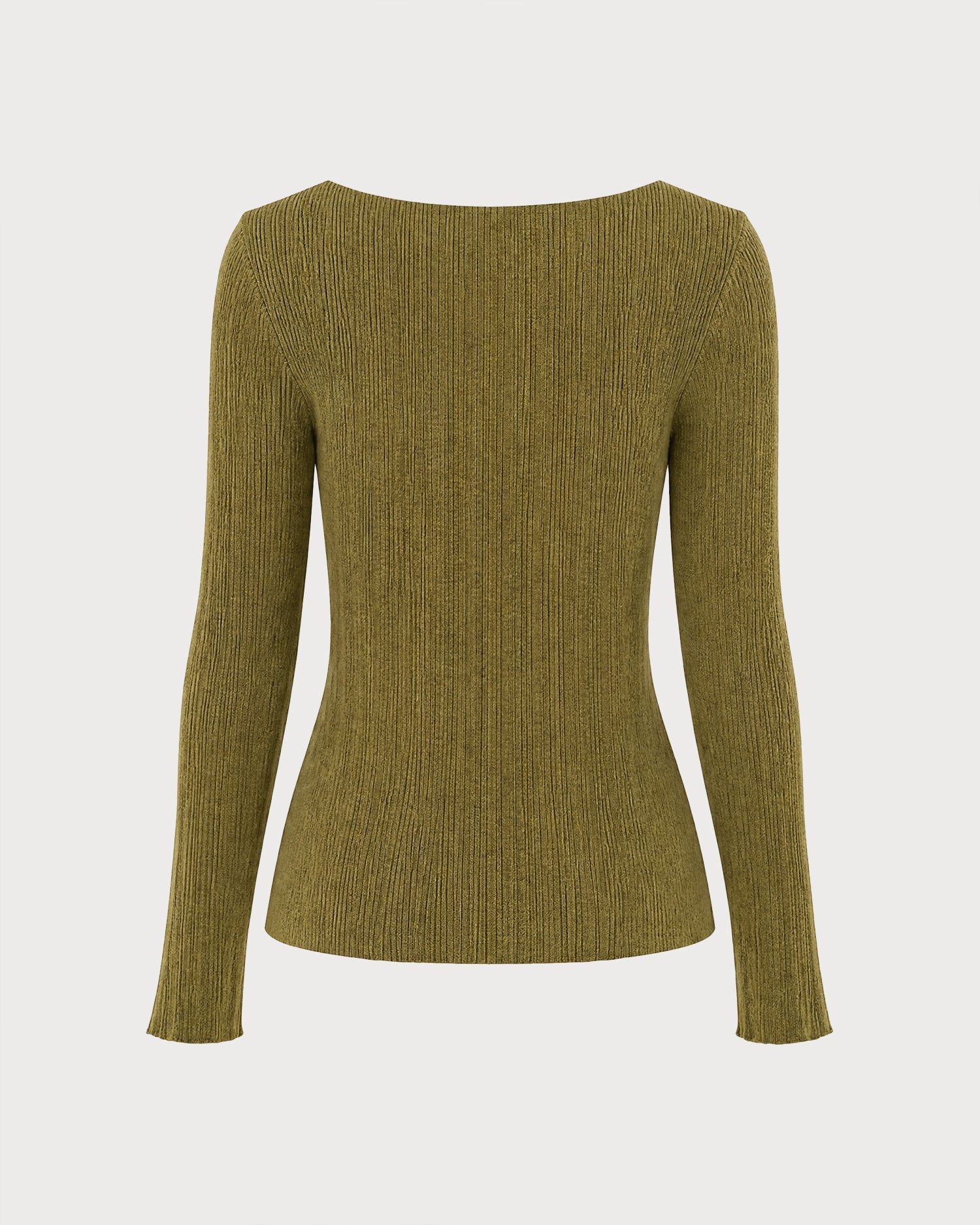 Green Solid Boat Neck Knit Sweater