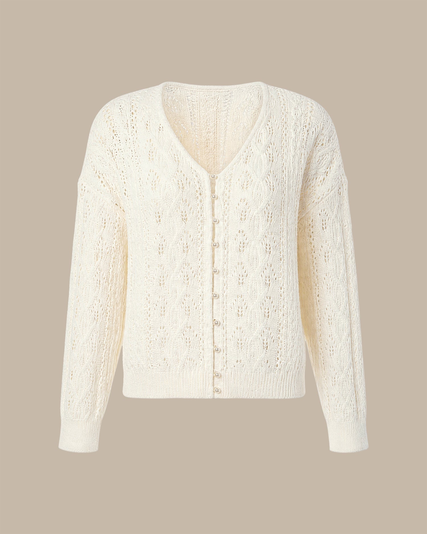 Apricot V Neck Cut Out Knit Cardigan