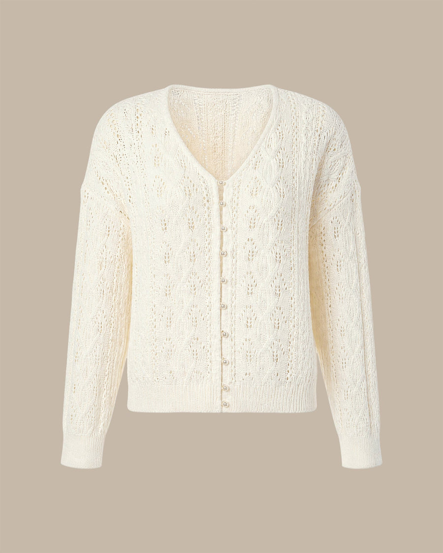 Apricot V Neck Cut Out Knit Cardigan