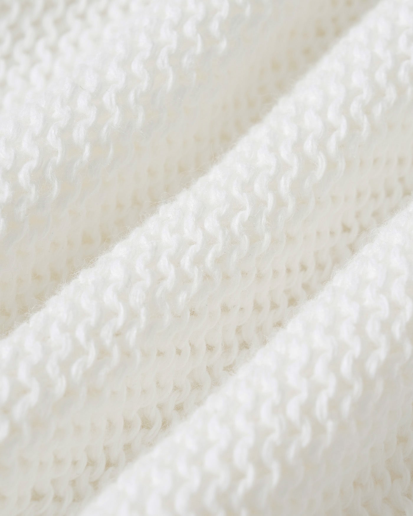 White Round Neck Textured Knit Sweater