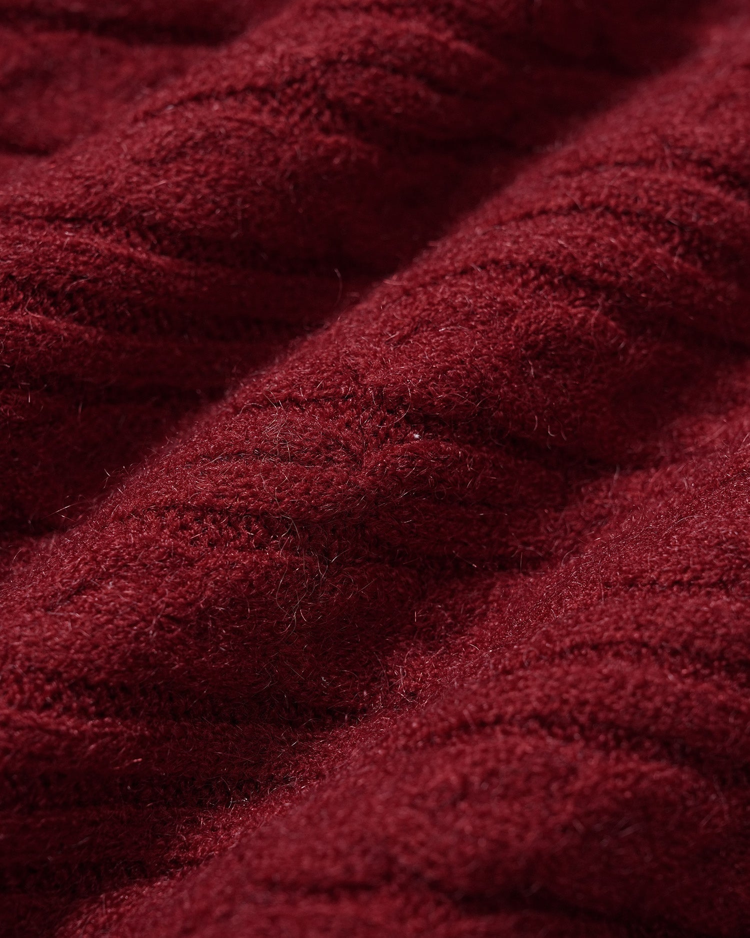 Wine Red Ruffled Button Knit Cardigan