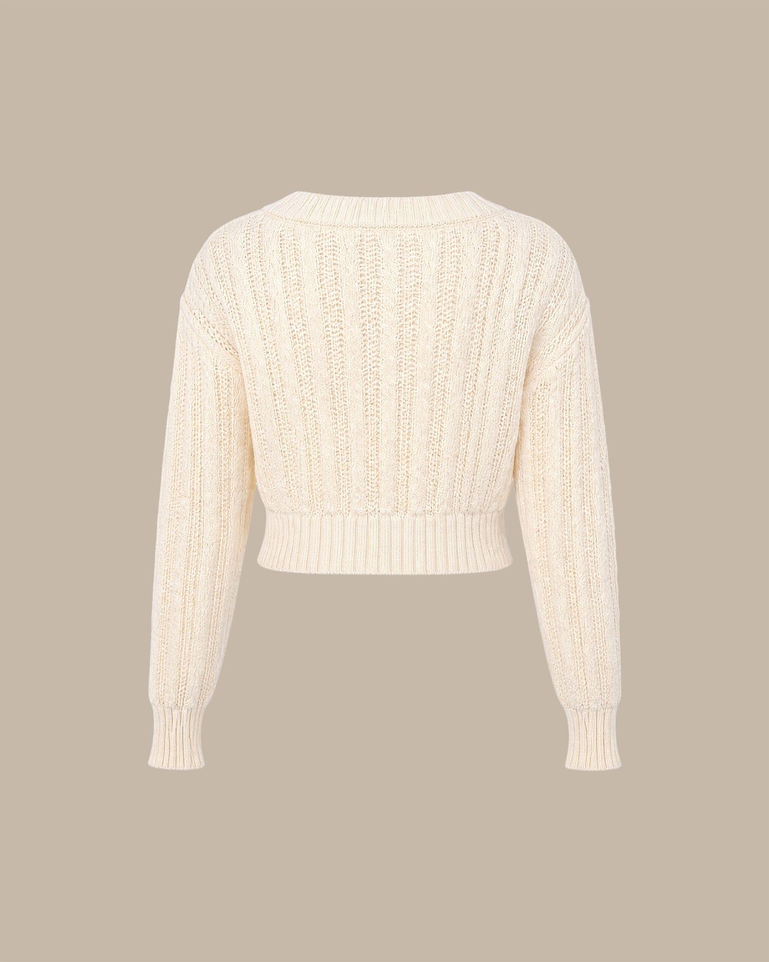 Apricot V Neck Cut Out Knit Sweater
