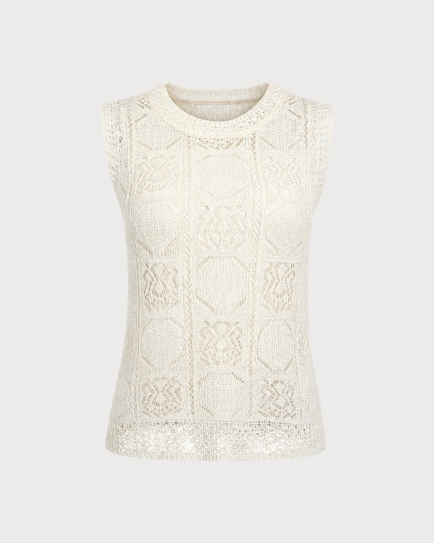Apricot Round Neck Textured Knit Sweater