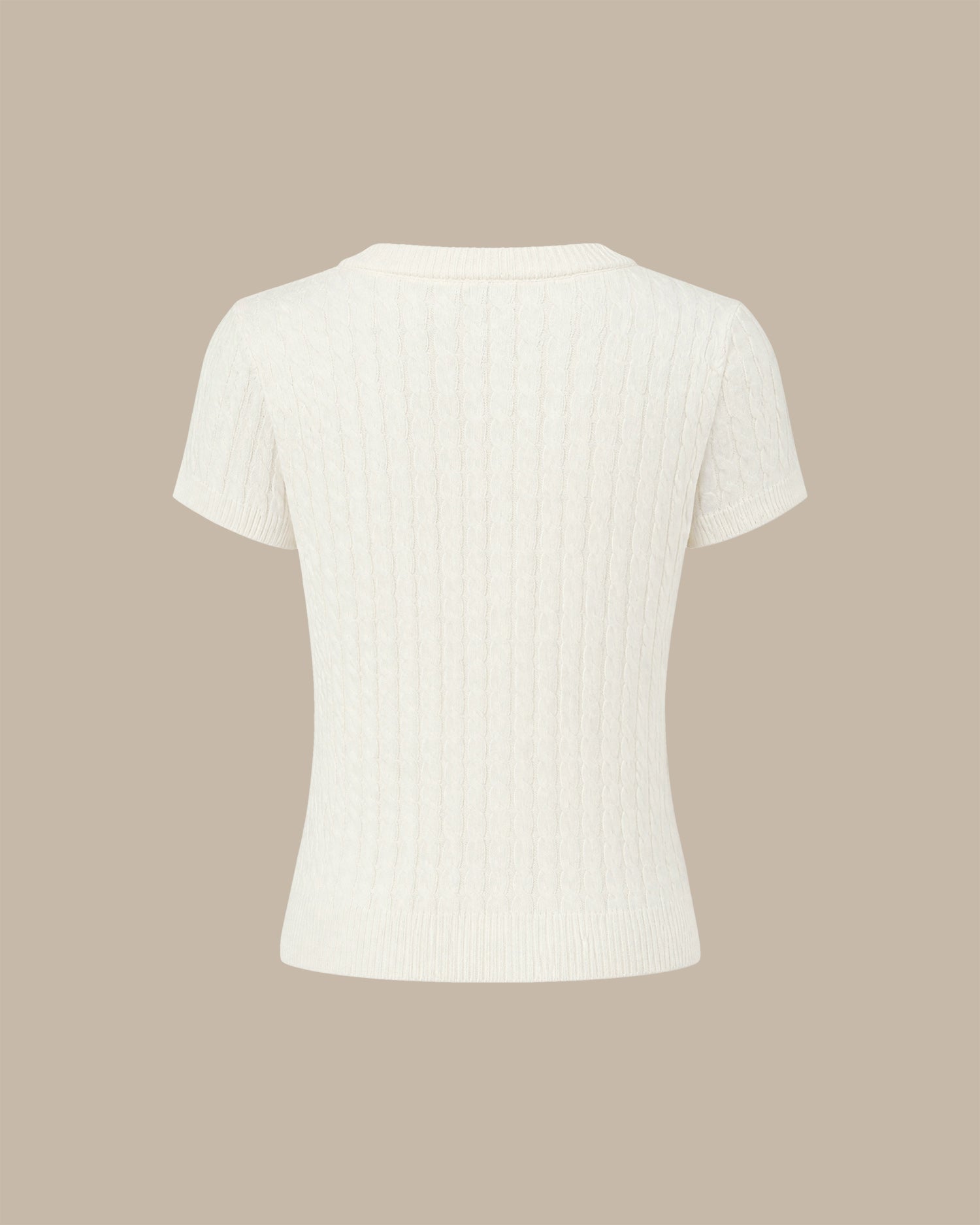 White Round Neck Single Breasted Knit Cardigan