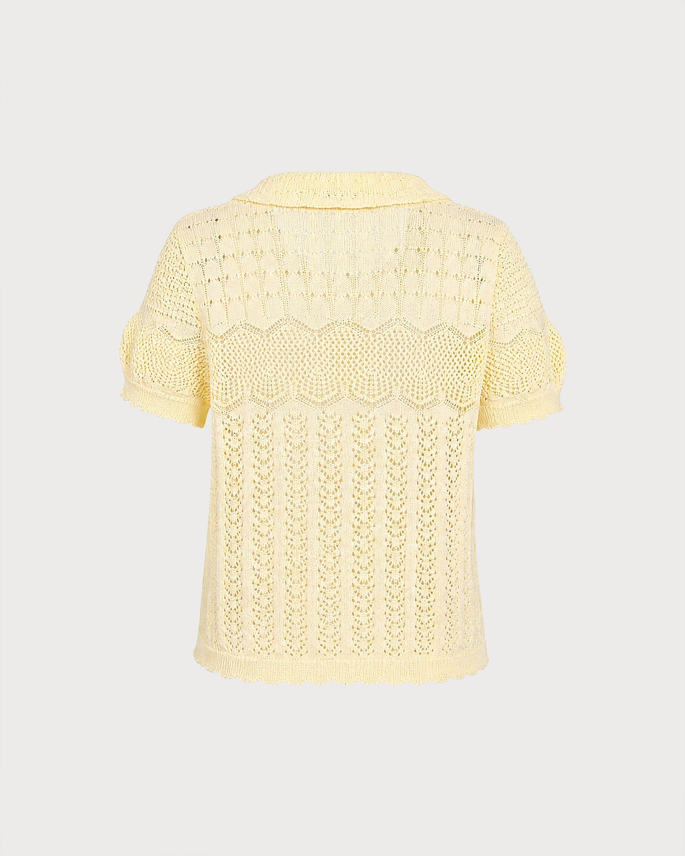 Yellow Collar Textured Button Knit Cardigan