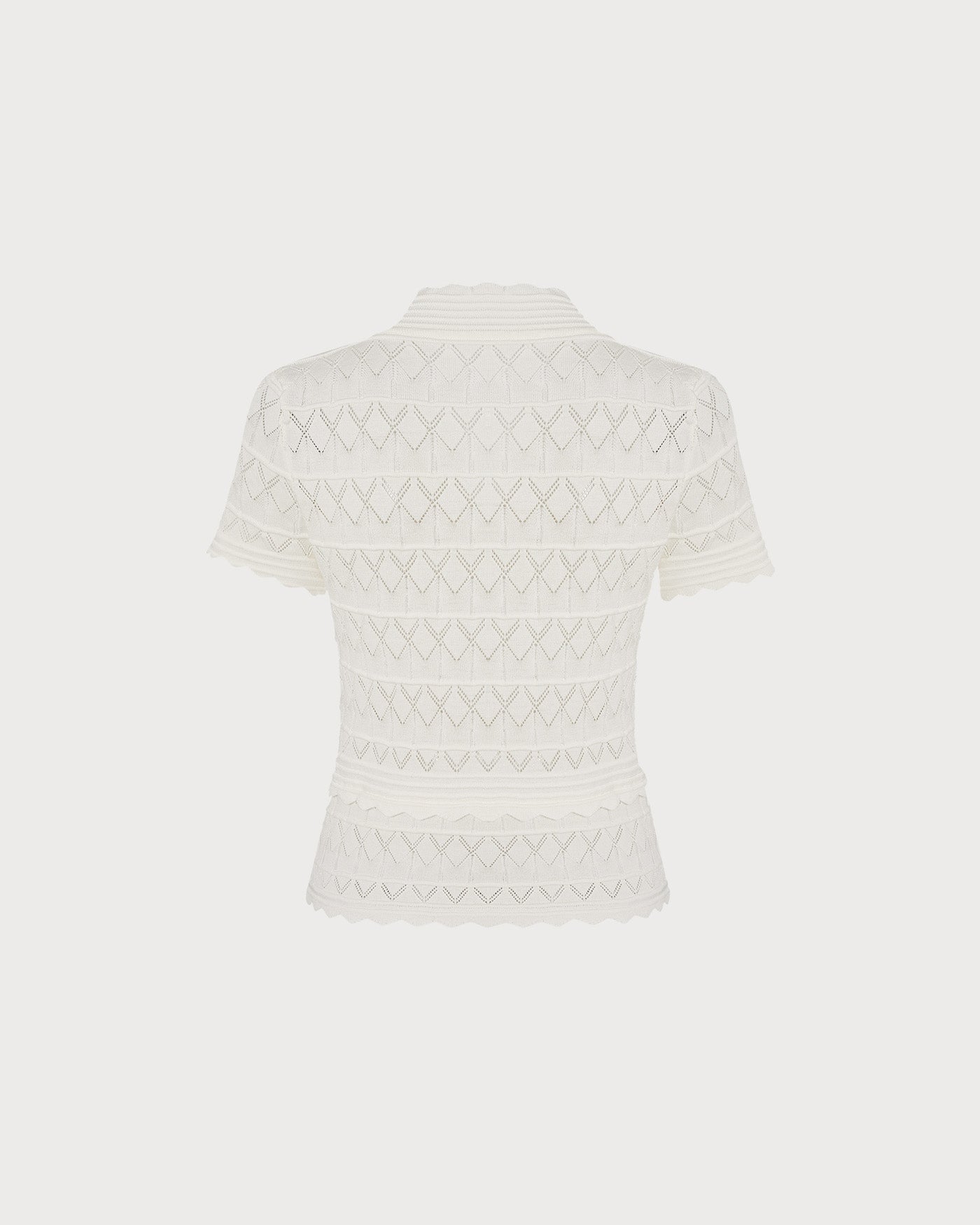 Off White Solid V Neck Textured Sweater