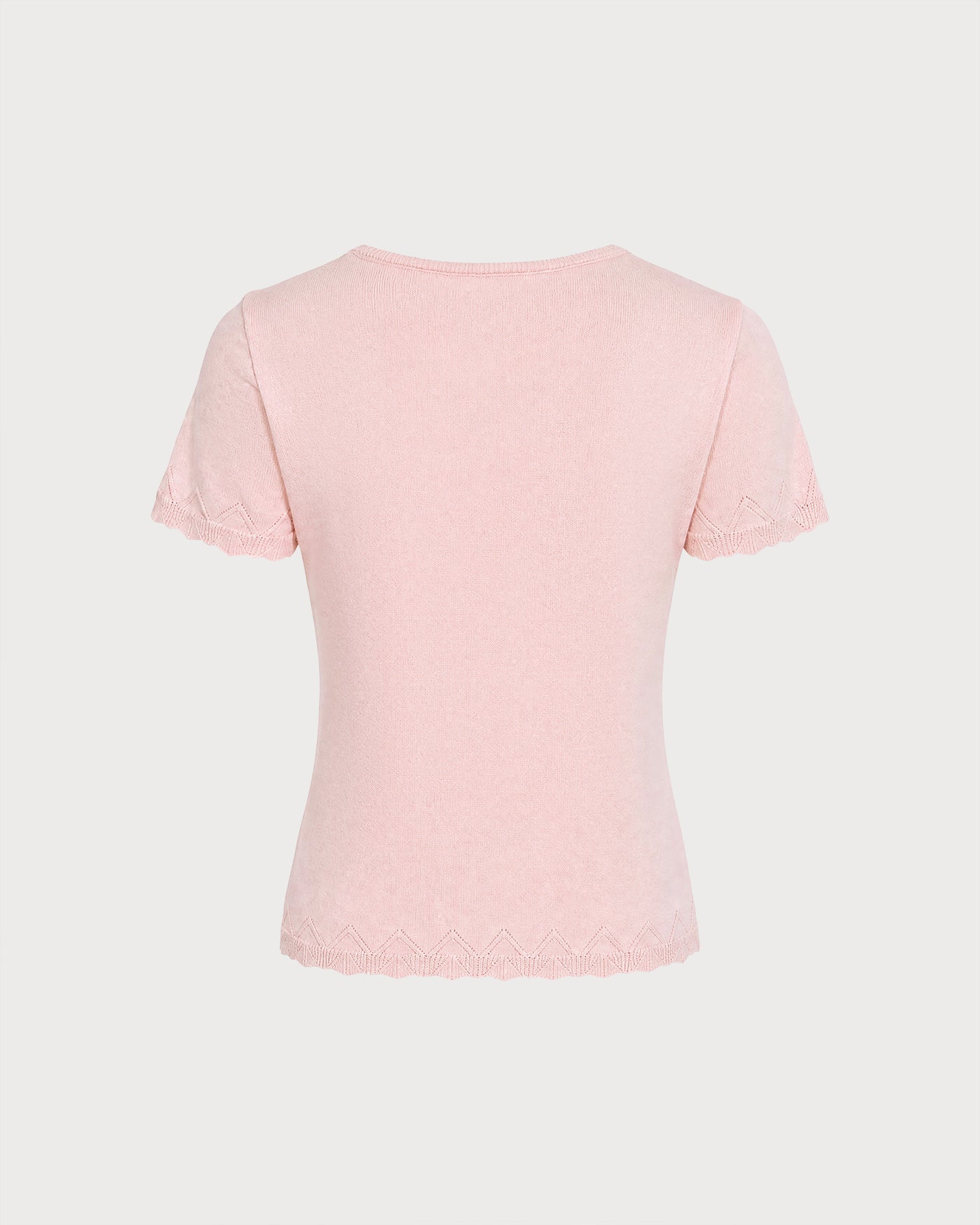 Pink U Neck Textured Knit Sweater
