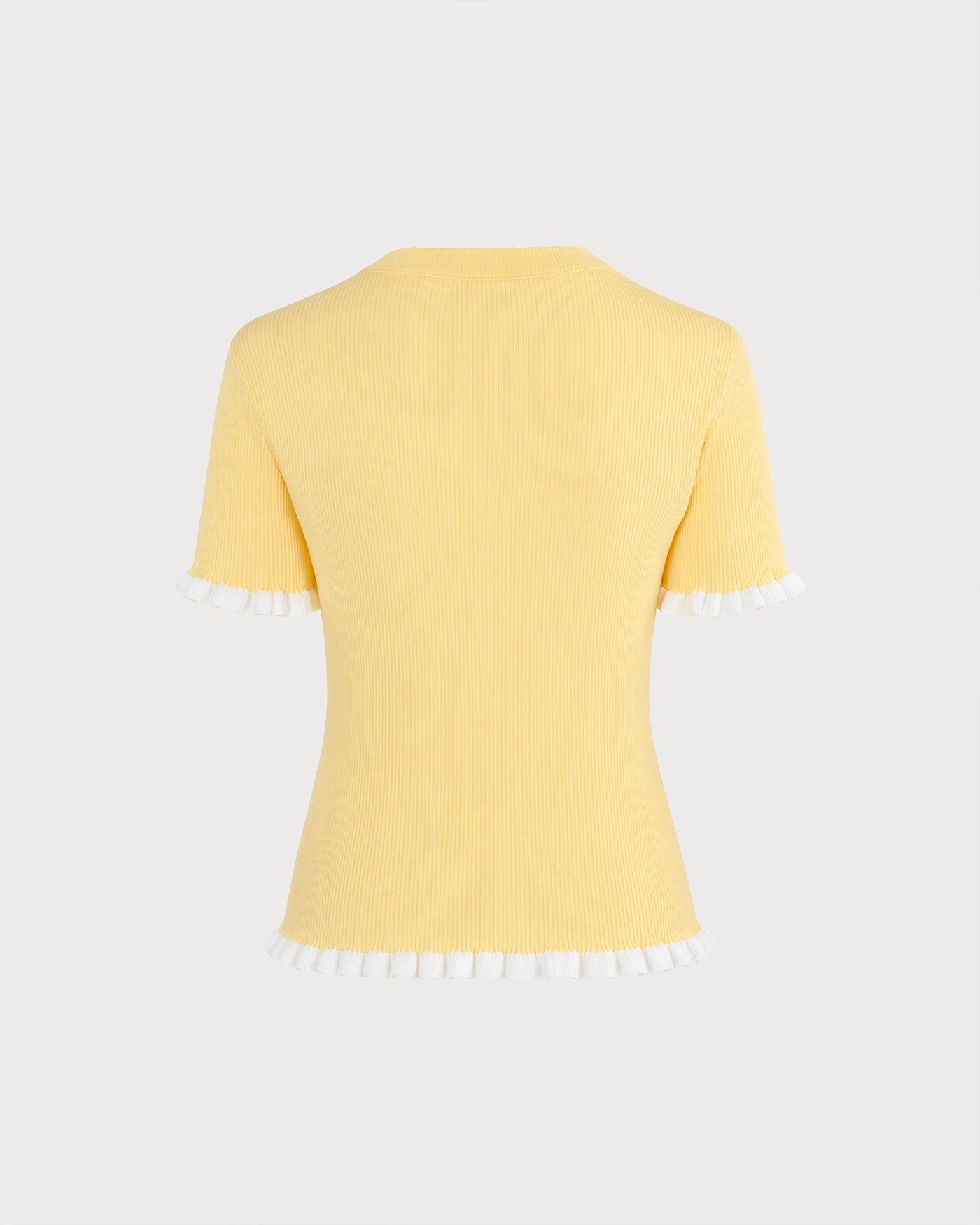 Yellow Single Breasted Contrasting Cardigan