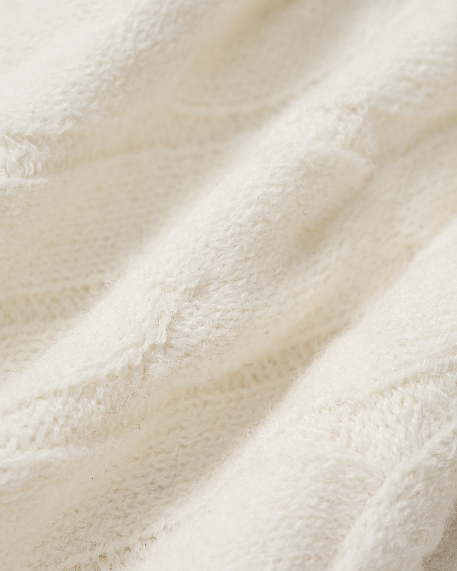 Off White Textured Button Knit Cardigan