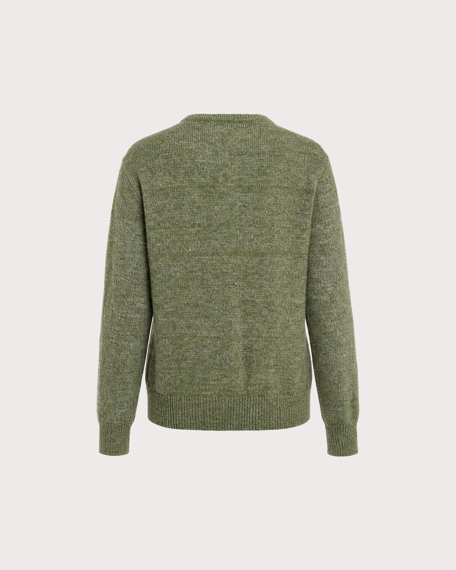 Green Solid Single Breasted Knit Cardigan