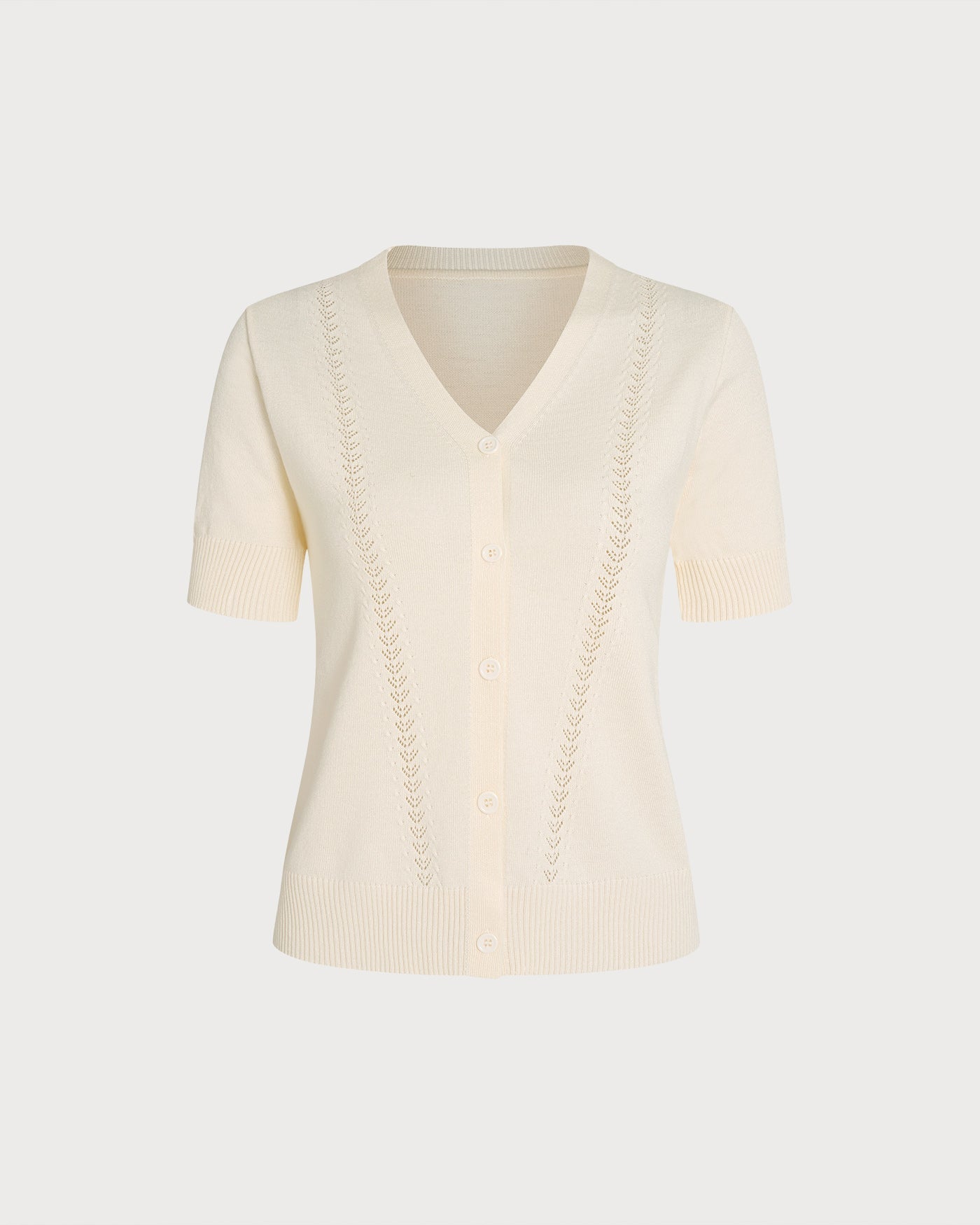 Apricot V Neck Button Knit Cardigan