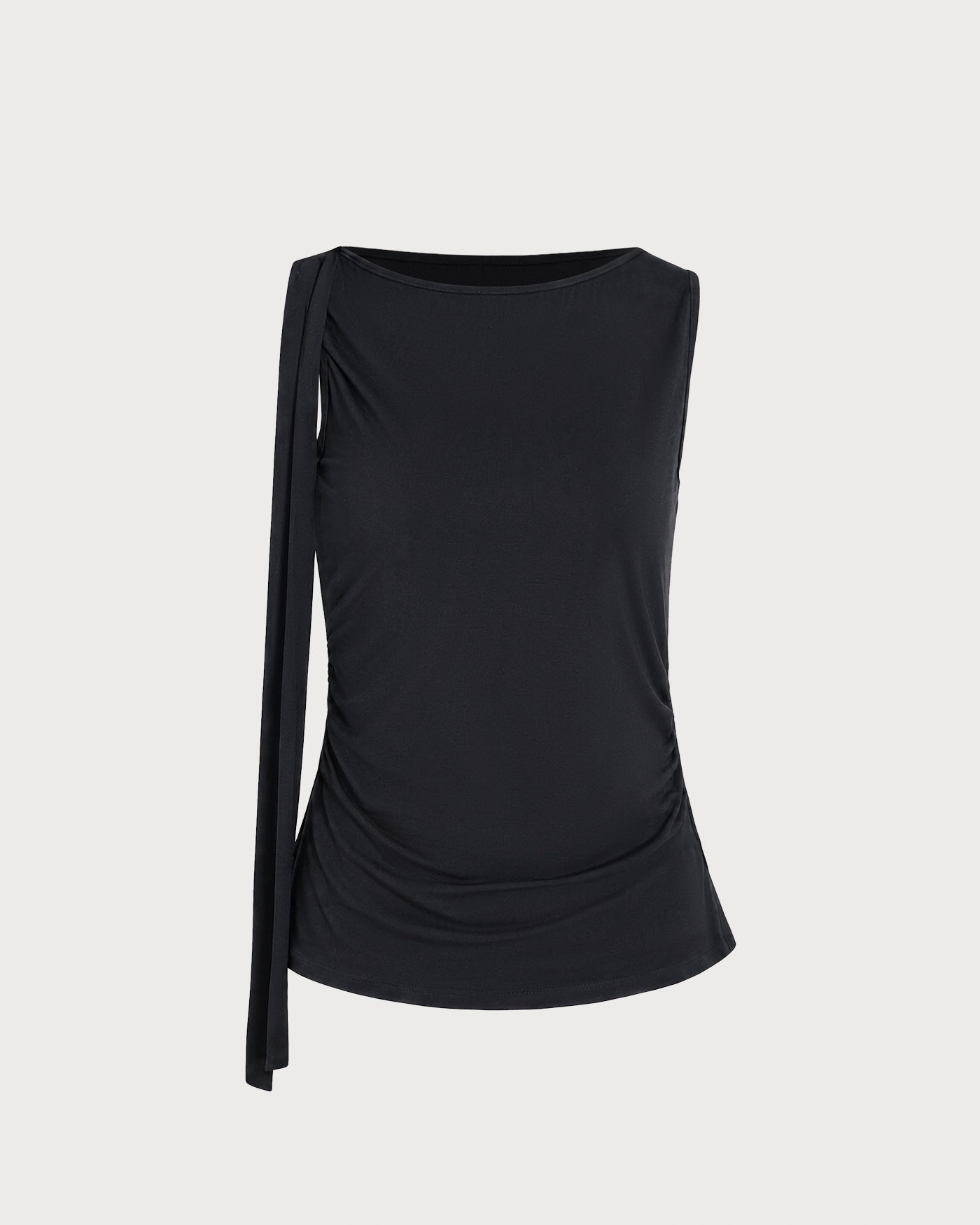 Black Boat Neck Knit Tank Top
