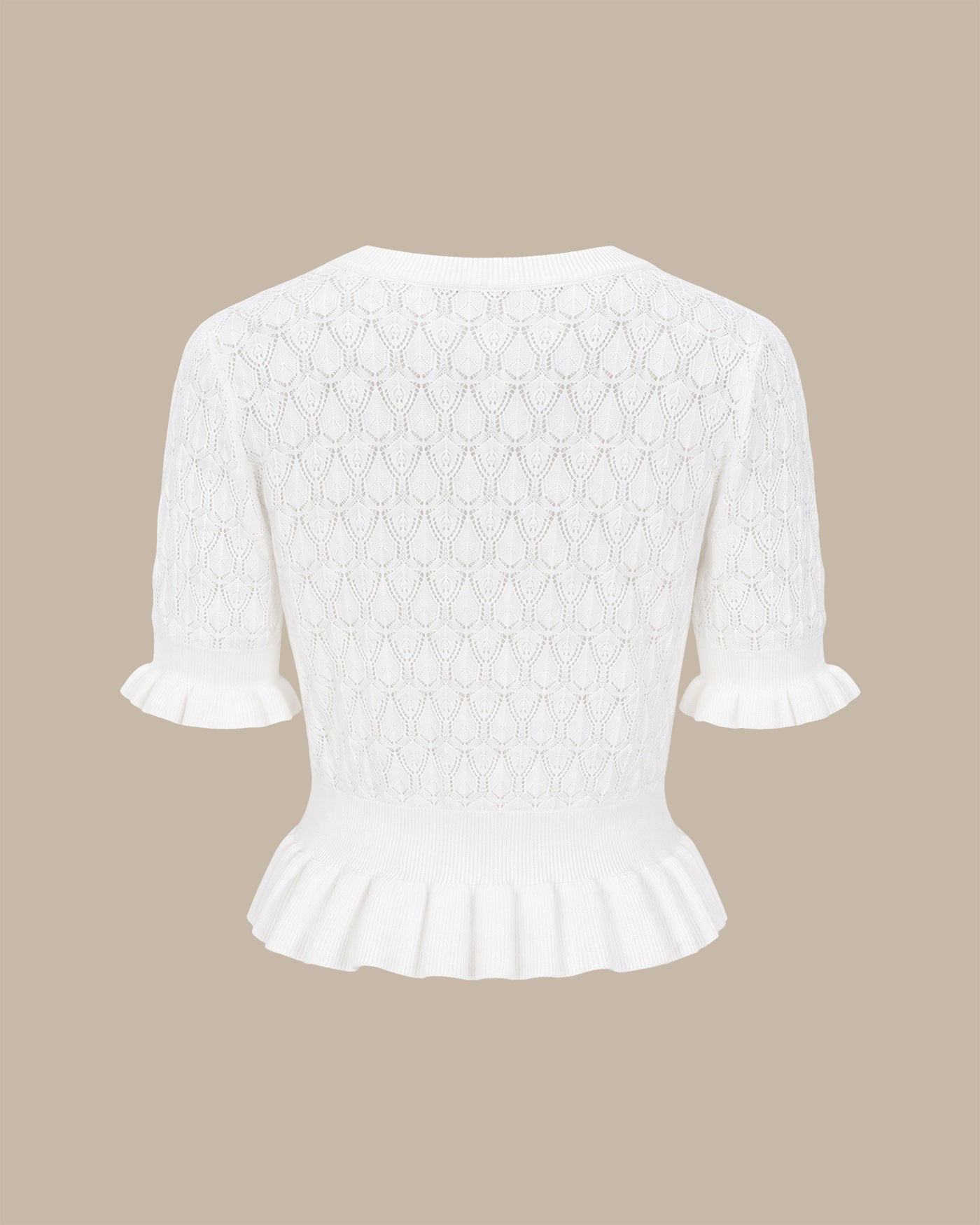 White Round Neck Textured Sweater