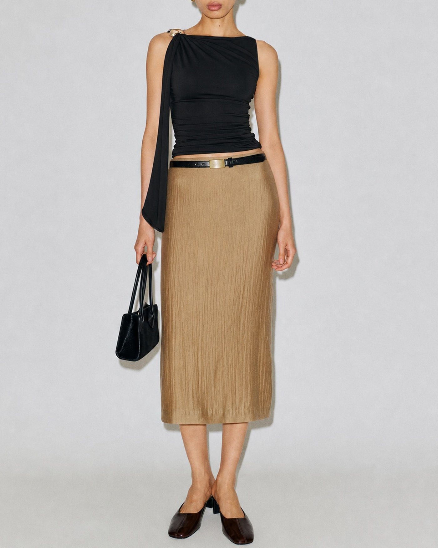 Black Boat Neck Knit Tank Top