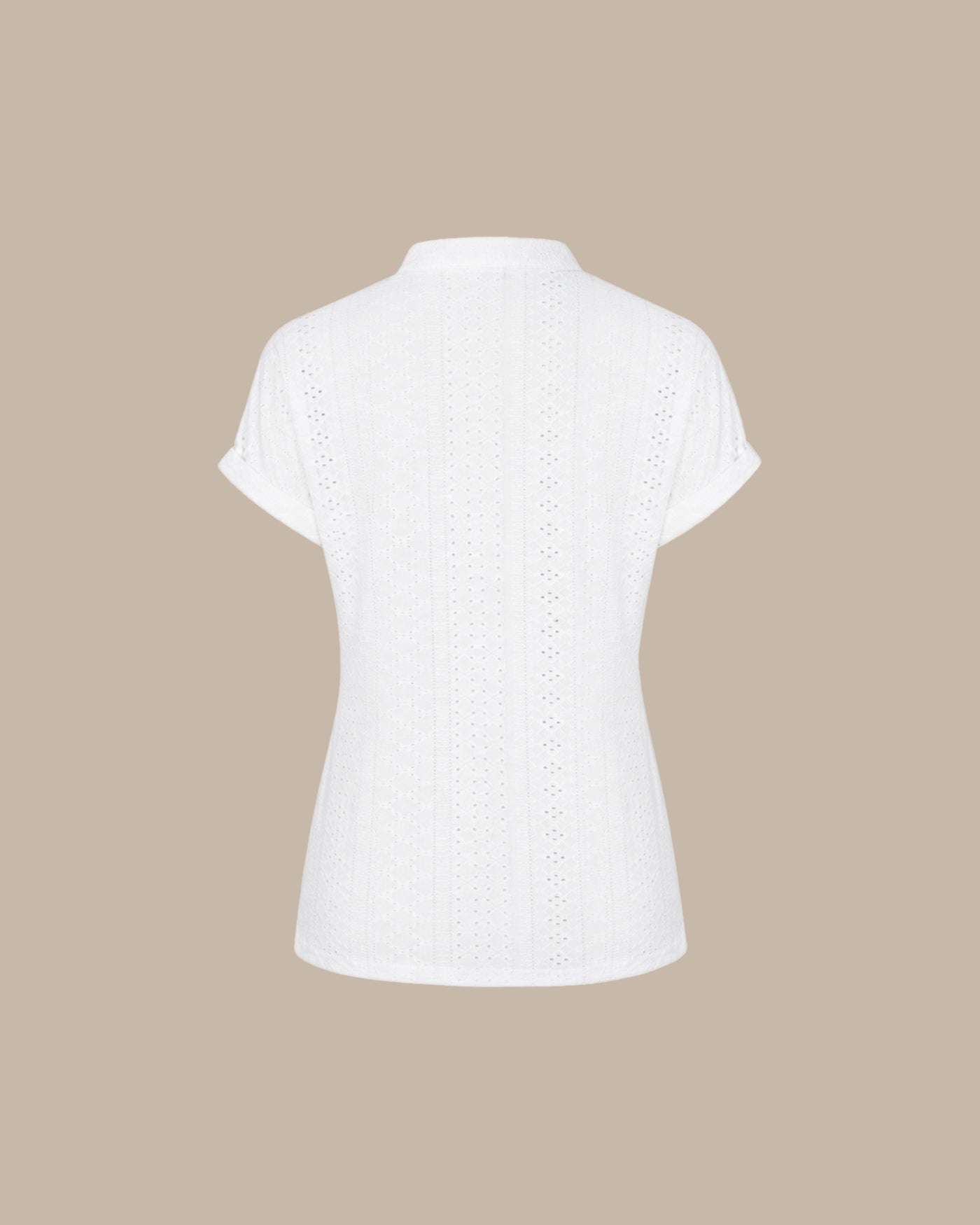 White V Neck Textured Cut Out Tee