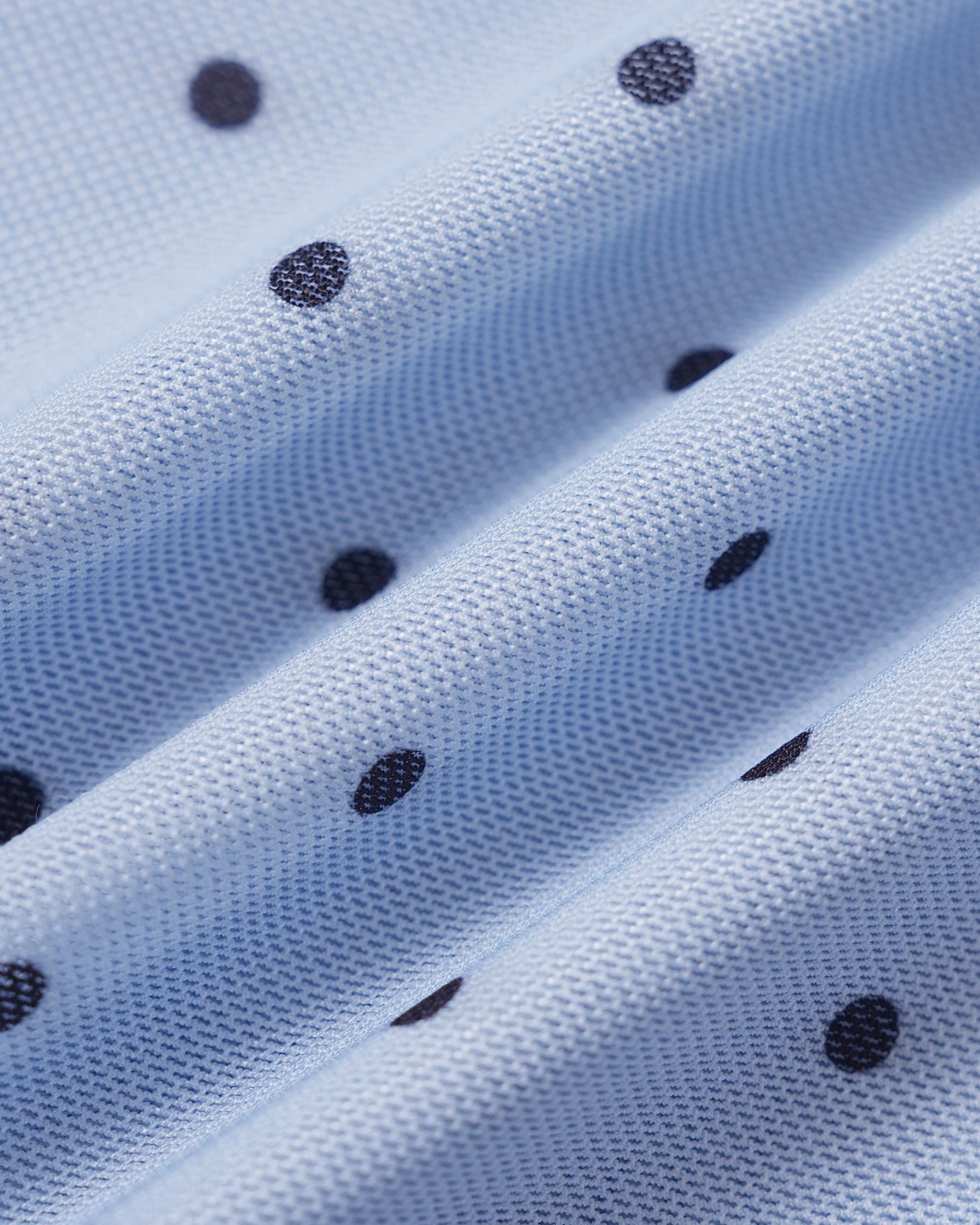 Blue Round Neck Polka Dot Button Tee