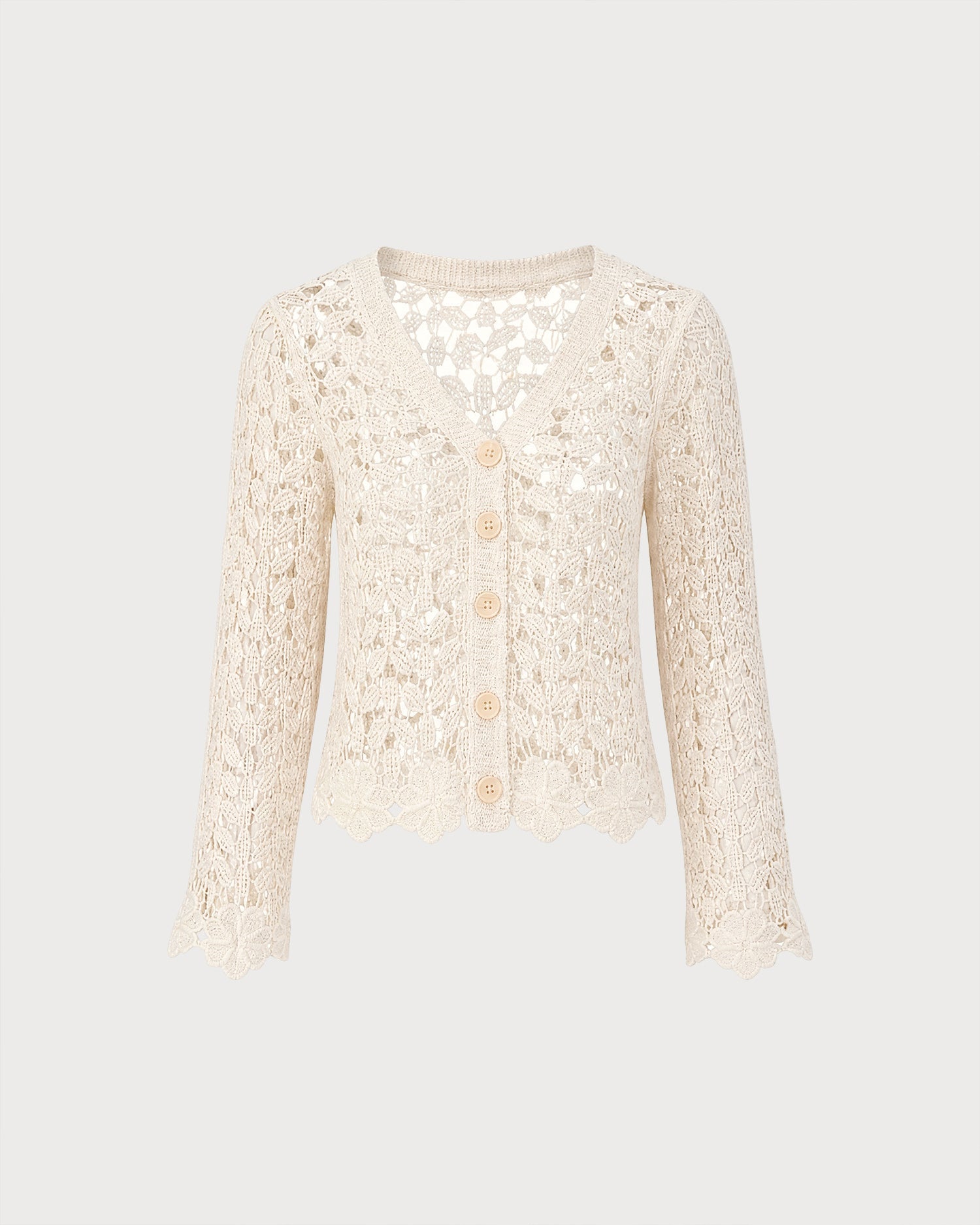 Apricot Cut Out Button Knit Cardigan