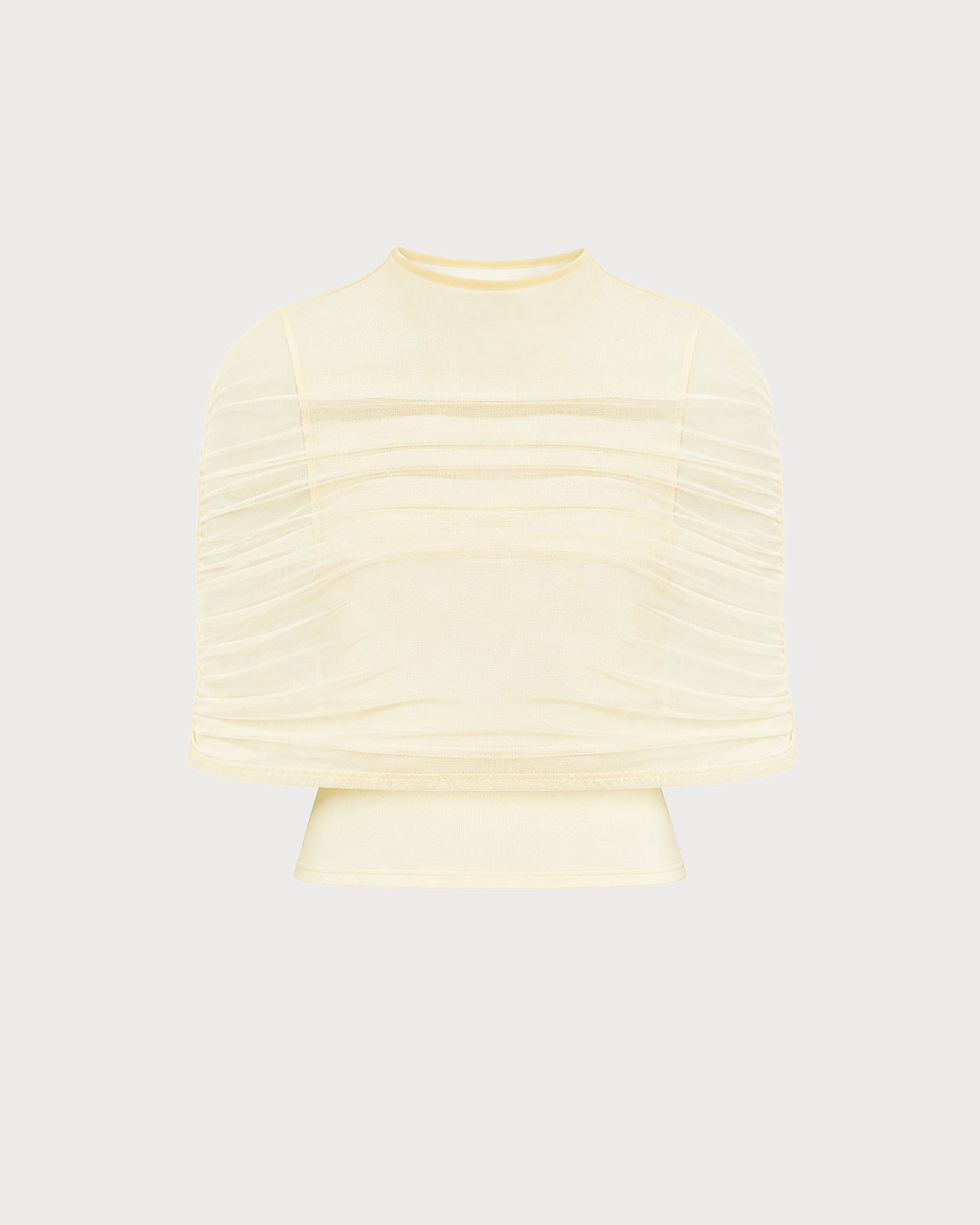 Apricot Turtle Cowl Sleeve Ruched Tee
