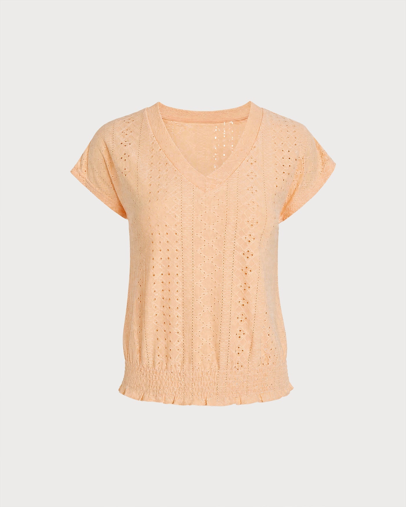 Yellow V Neck Ruched Textured Tee