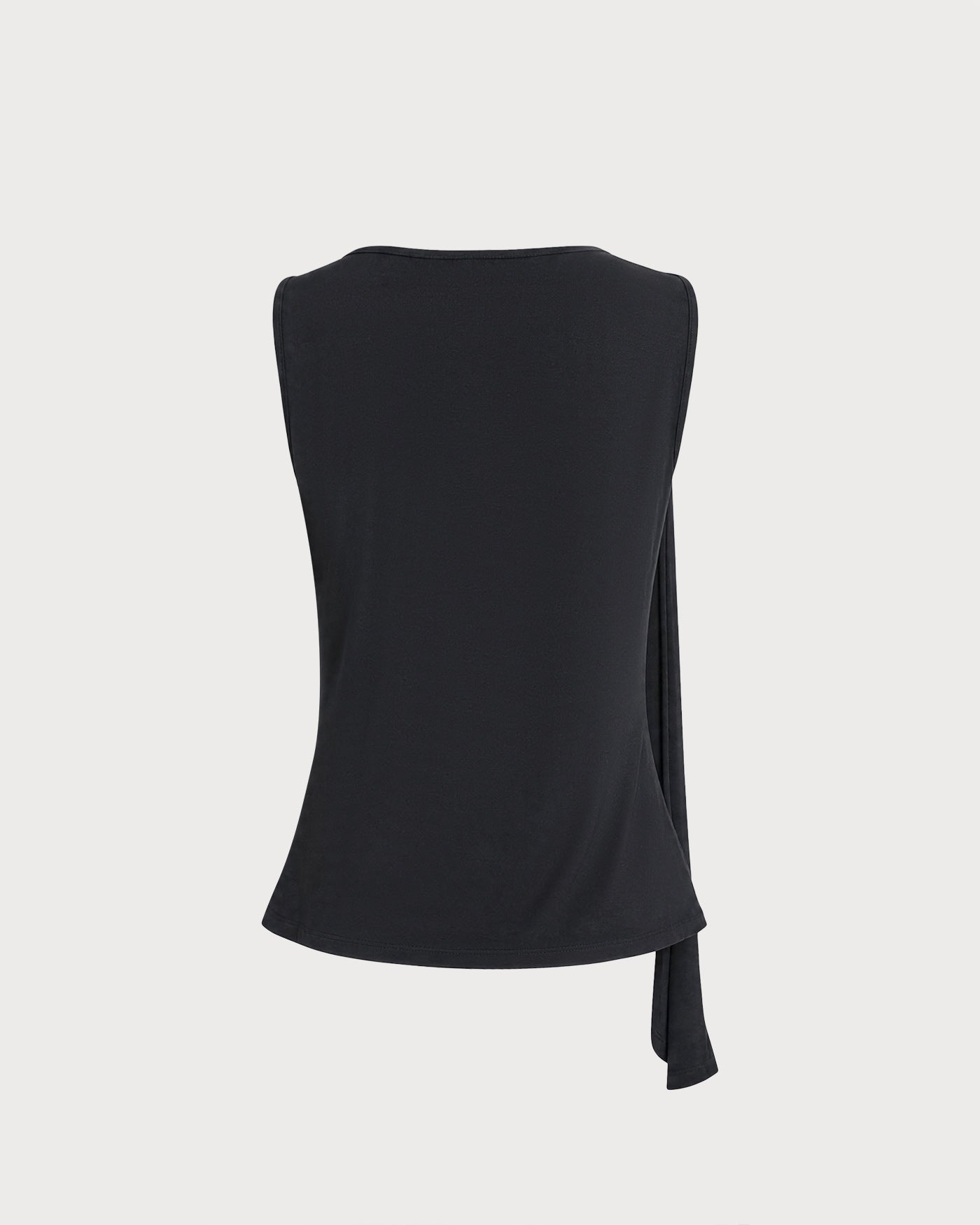 Black Boat Neck Knit Tank Top