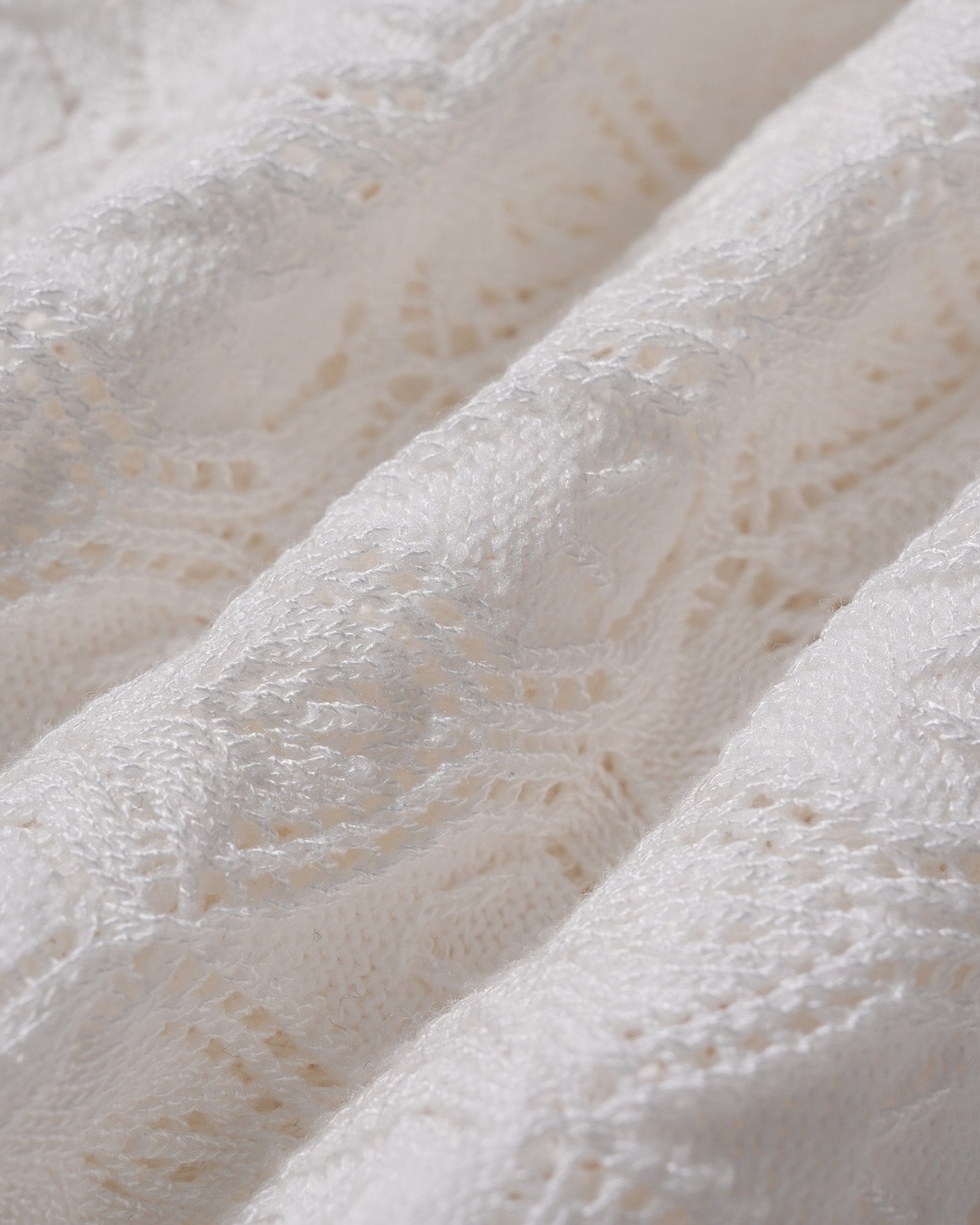 White Round Neck Textured Sweater
