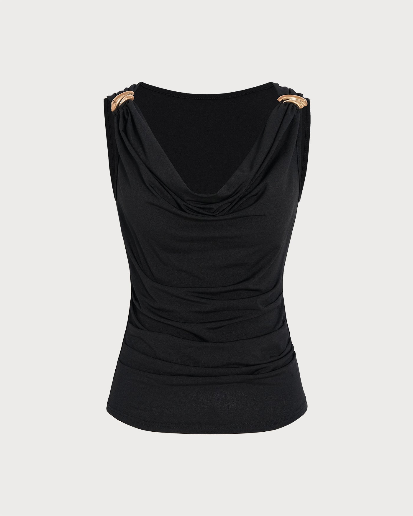 Black Cowl Neck Sleeveless Tank Top