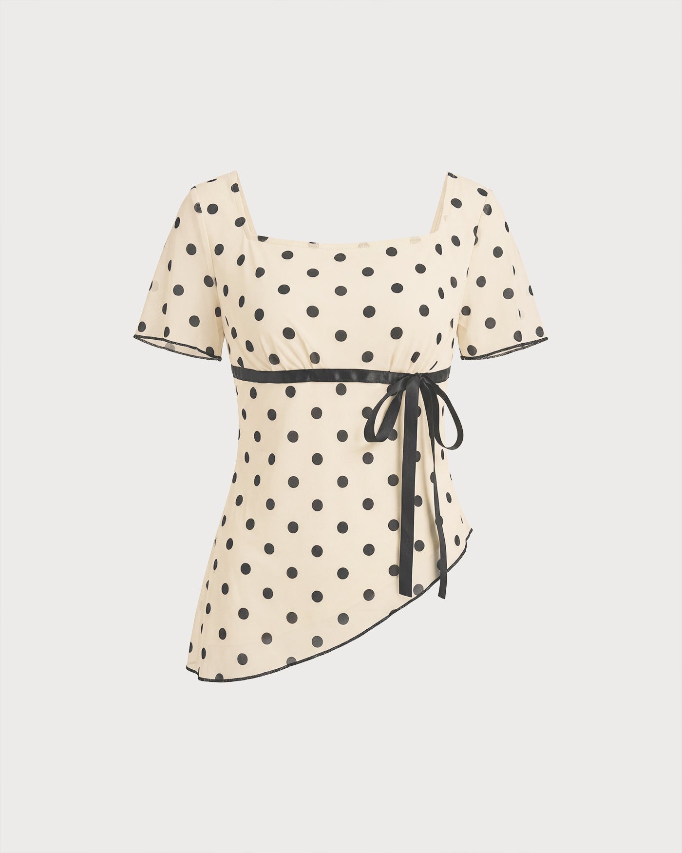 Apricot Square Neck Polka Dot Two-Piece Set