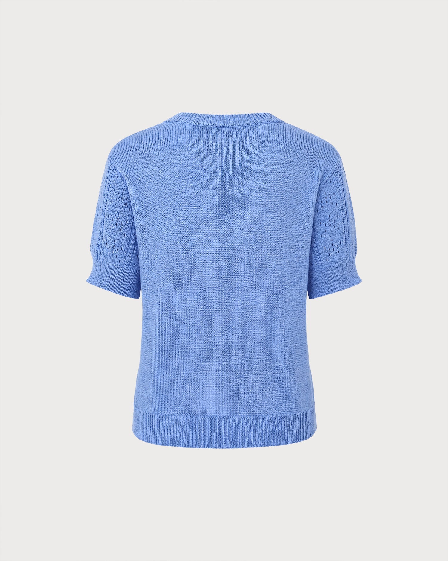Blue Cut Out Textured Sweater