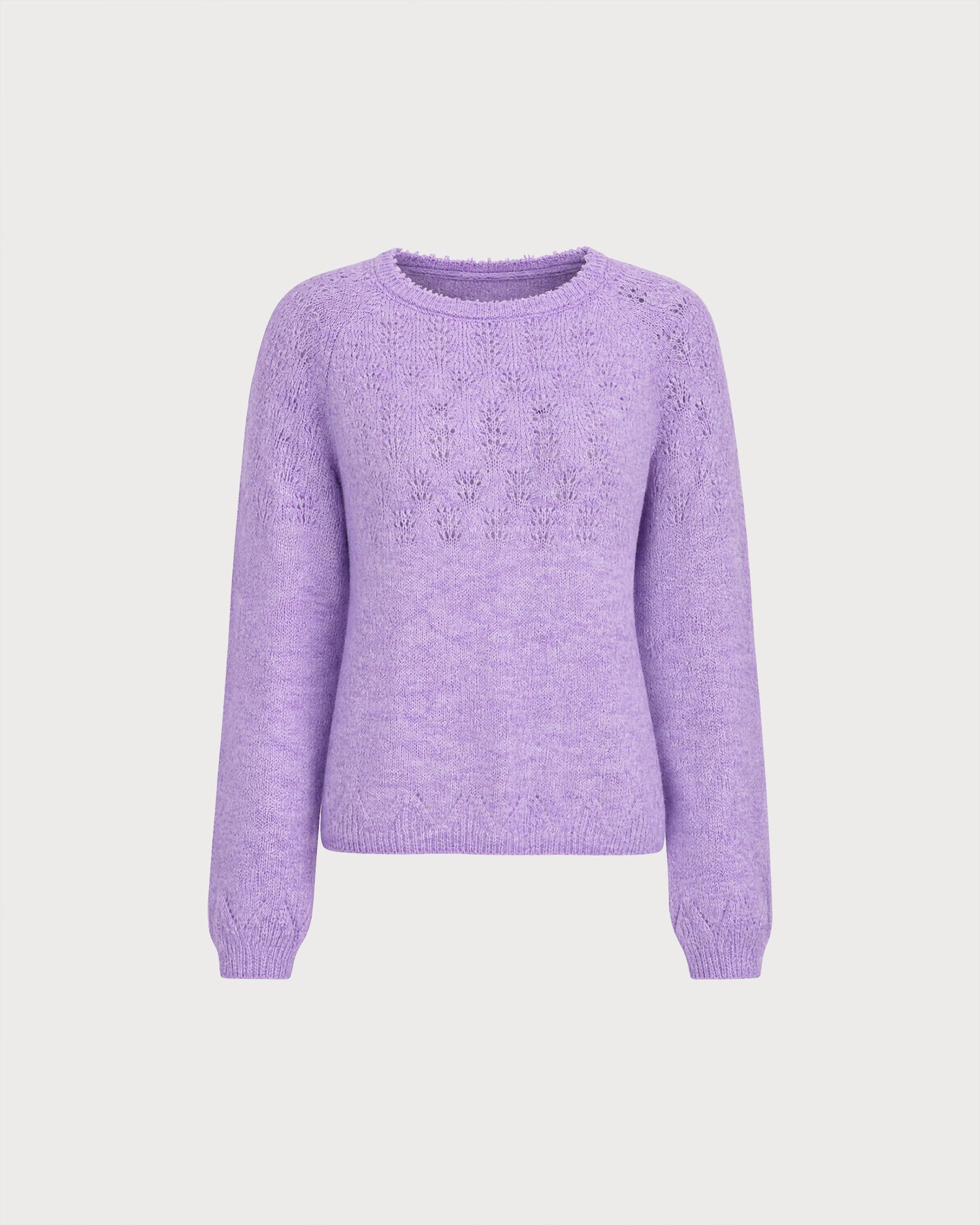 Purple Round Neck Cut Out Knit Sweater
