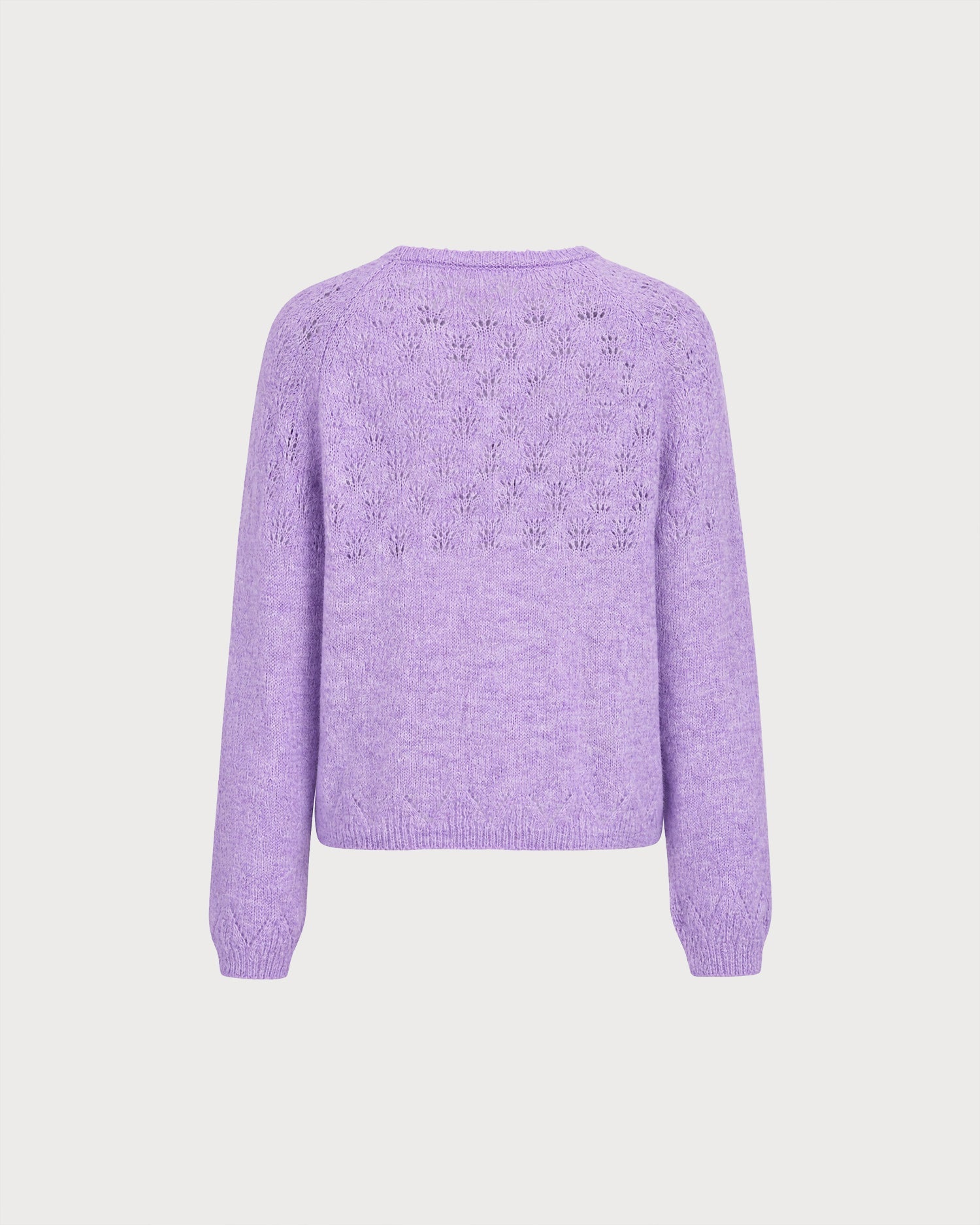 Purple Round Neck Cut Out Knit Sweater
