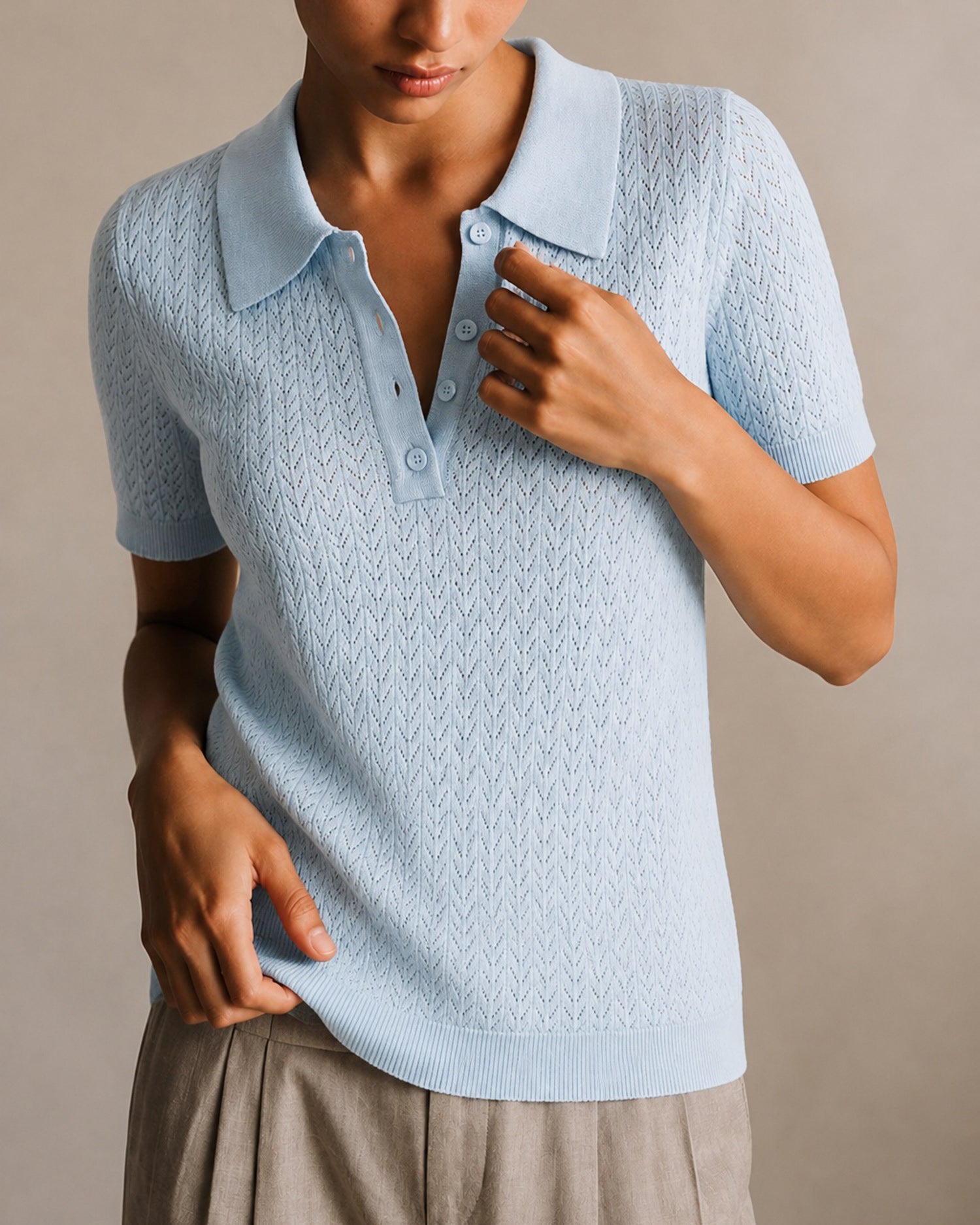 Blue Collar Cut Out Knit Sweater
