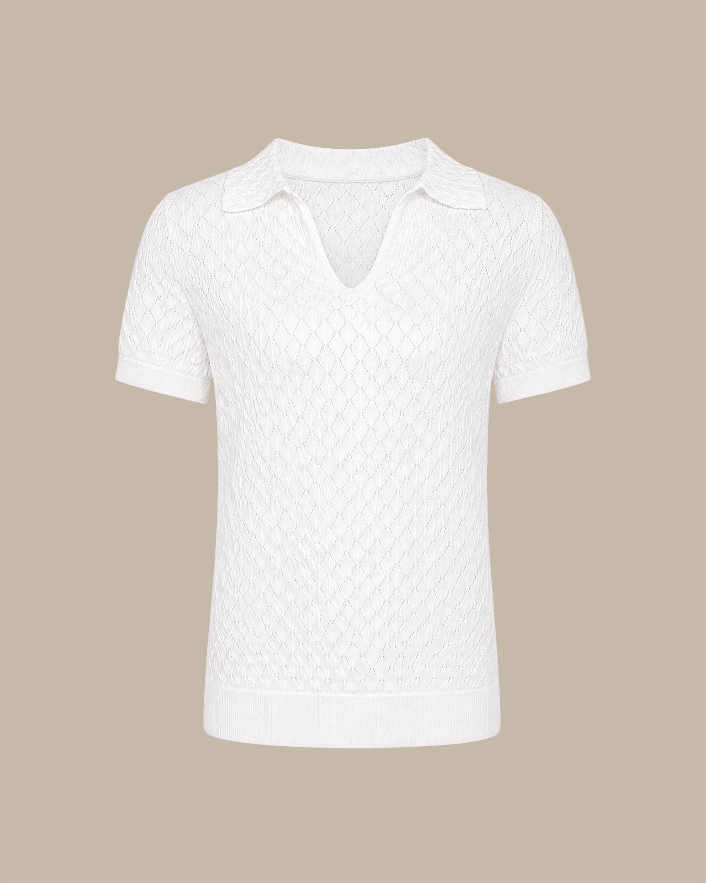 White Cut Out Textured Tee