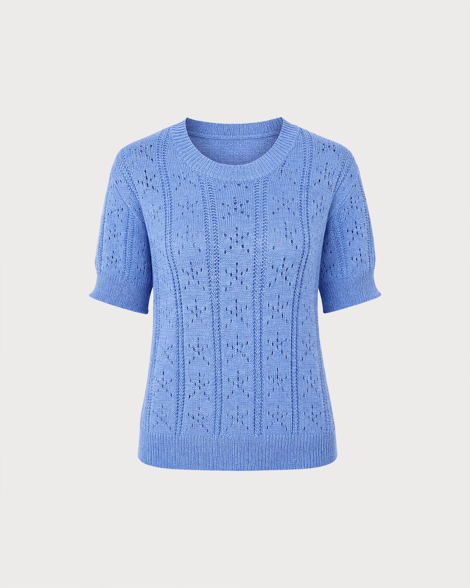 Blue Cut Out Textured Sweater