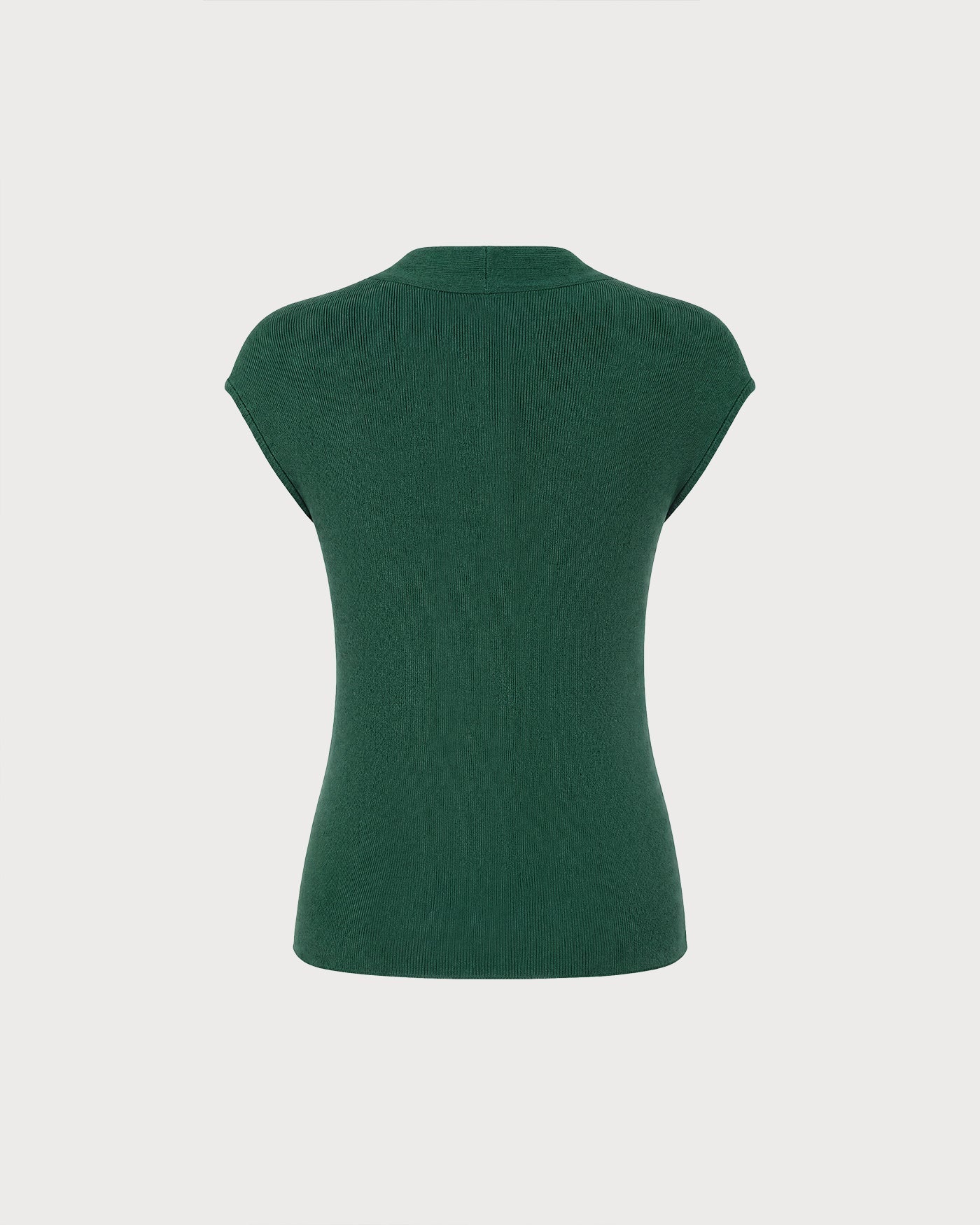 Green V Neck Textured Knit Tank Top