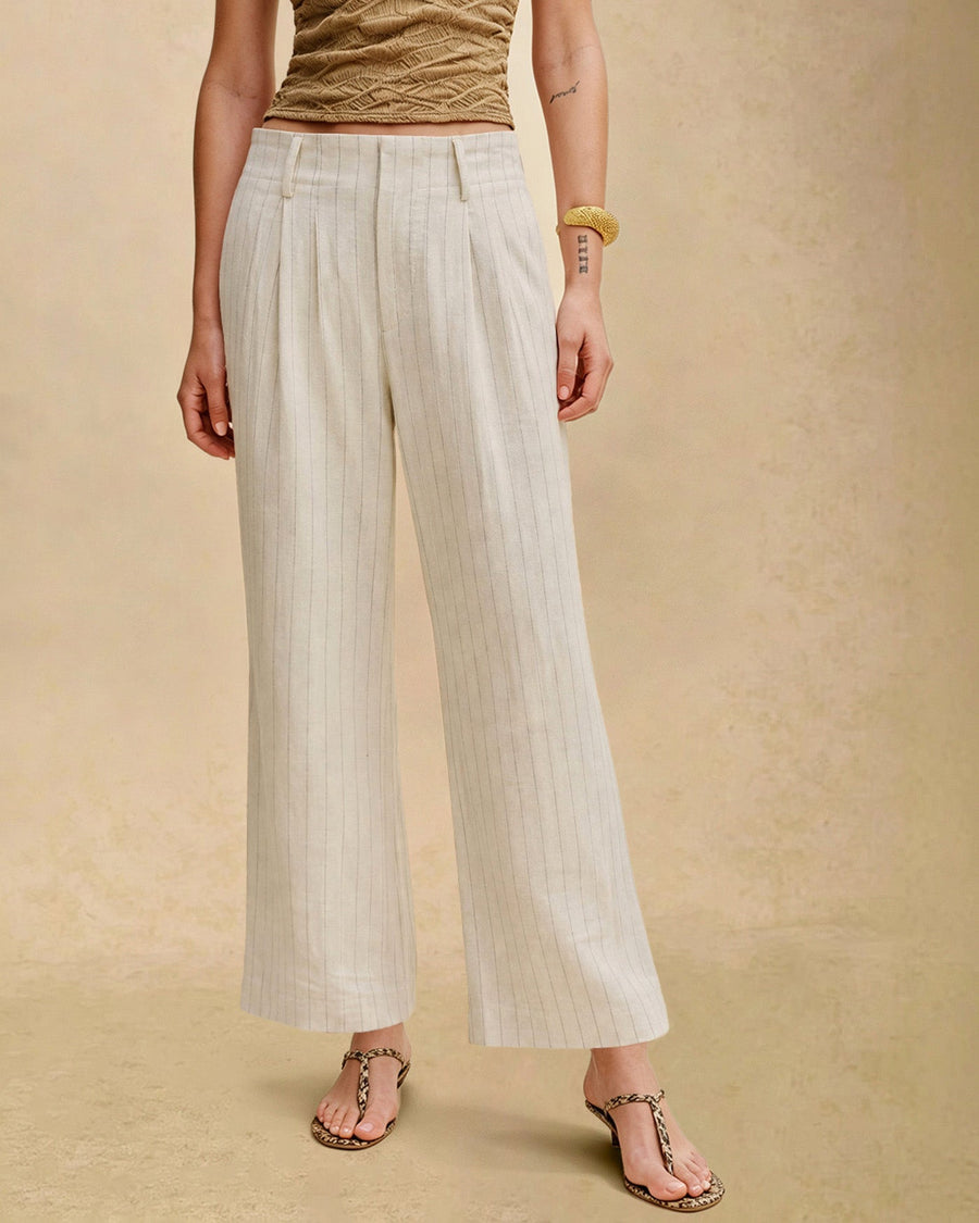 Apricot Elastic Waist Pockets Straight Pants