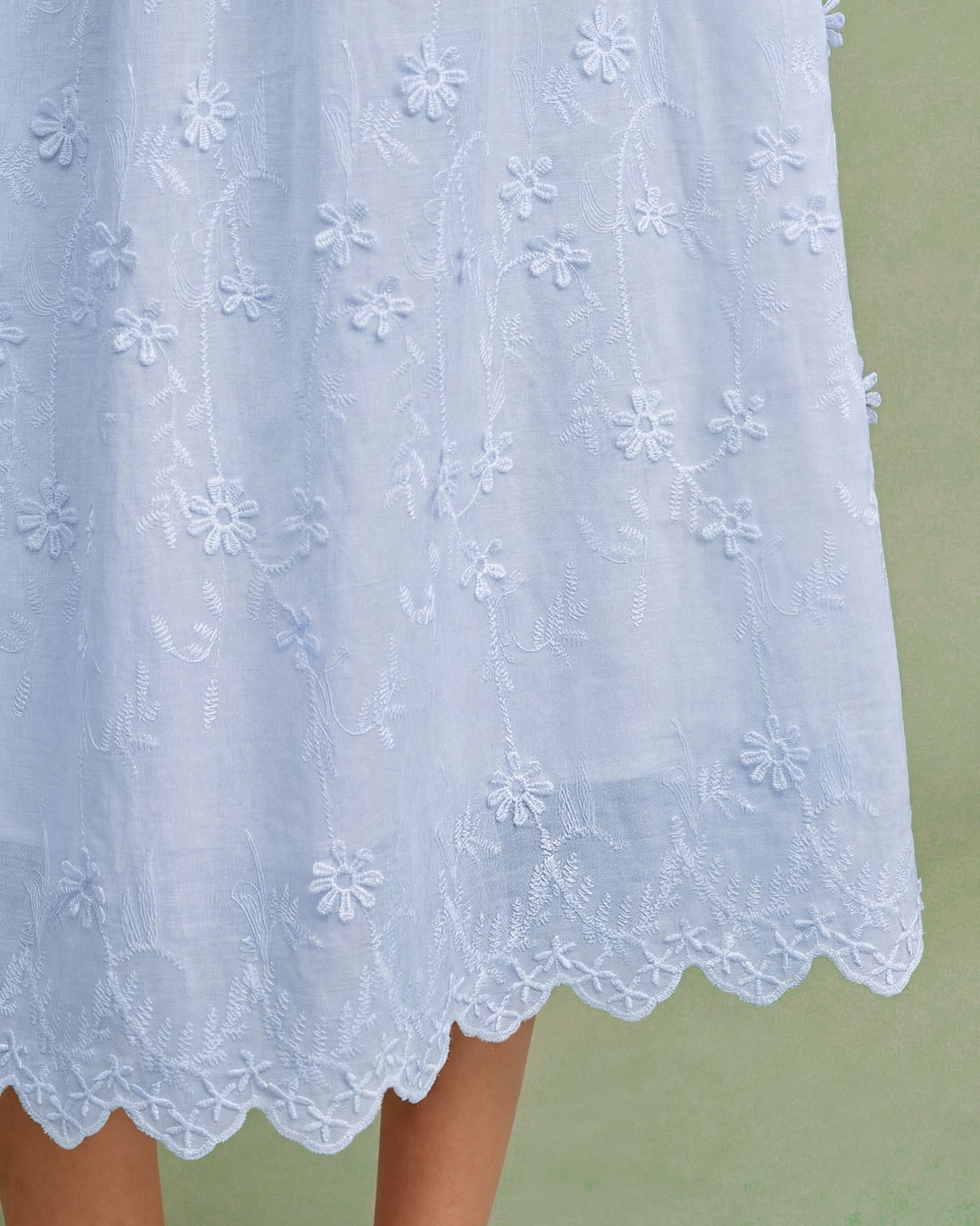 Blue Floral Textured Midi Dress