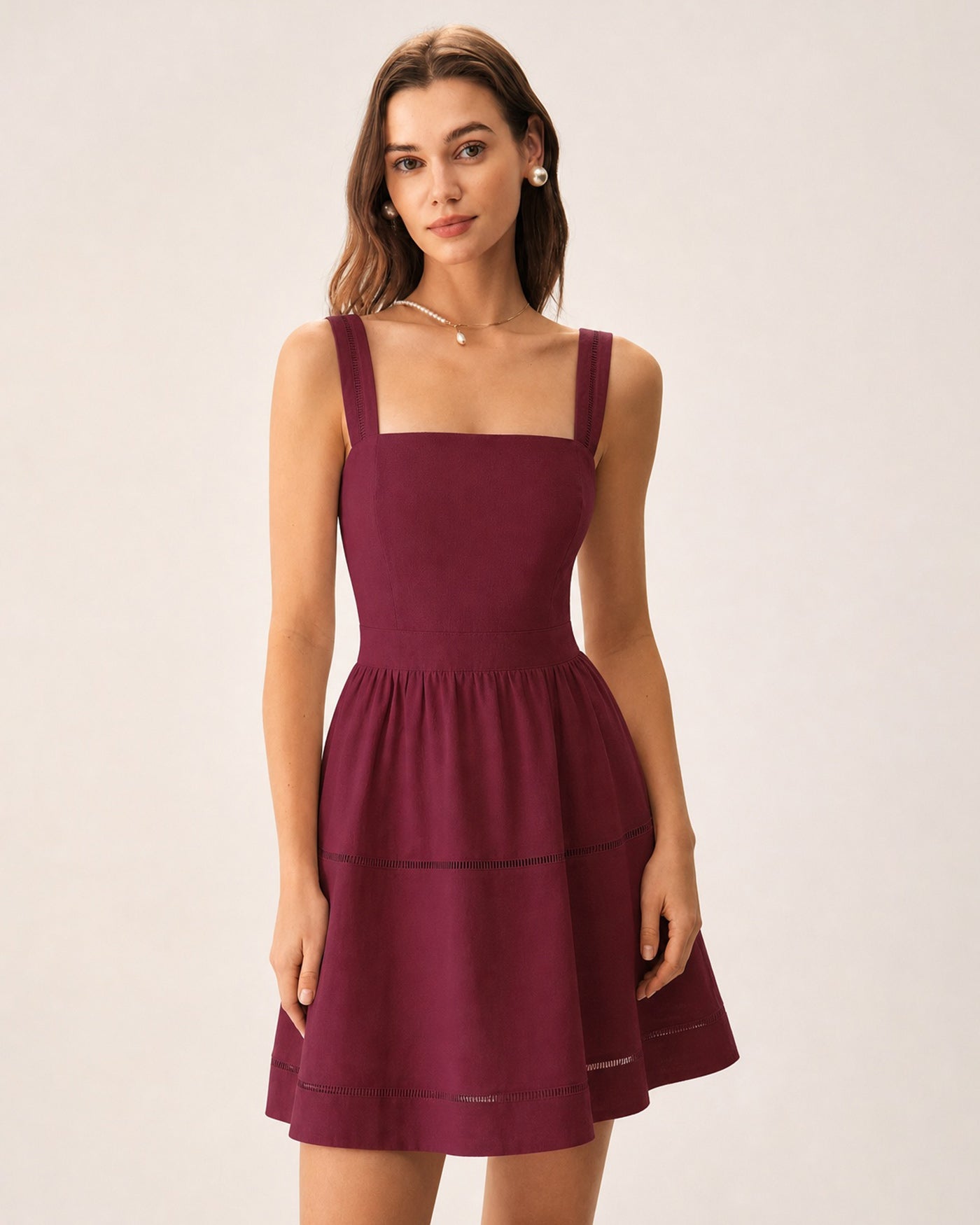 Red Square Neck Cut Out Mini Dress