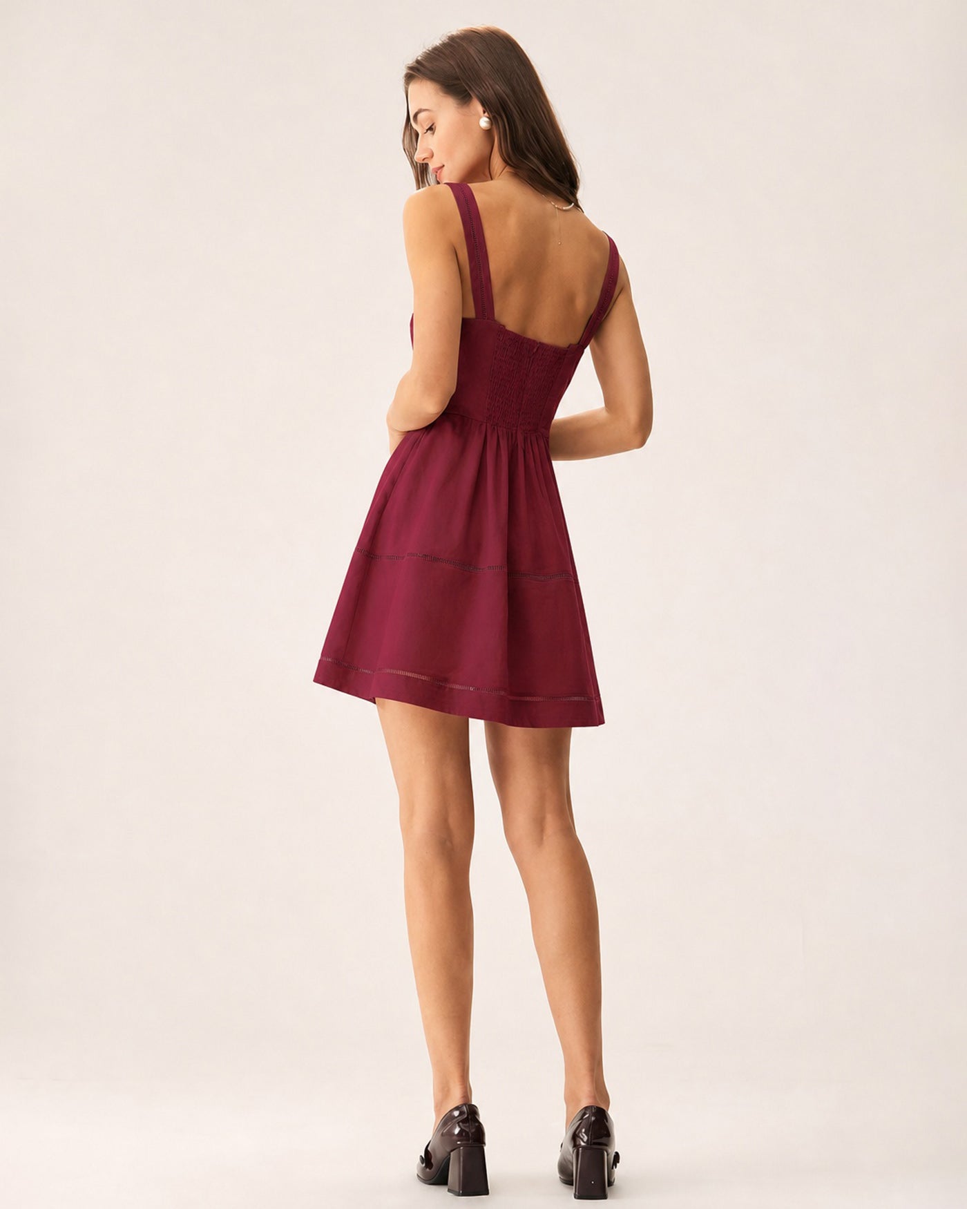 Red Square Neck Cut Out Mini Dress