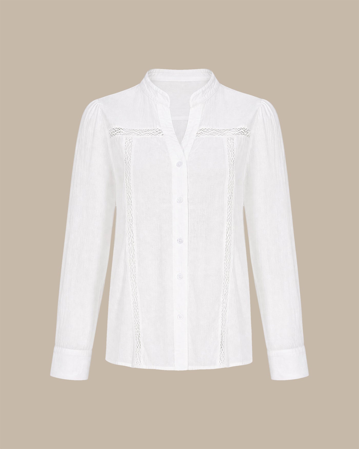 White V Neck Textured Button Shirt