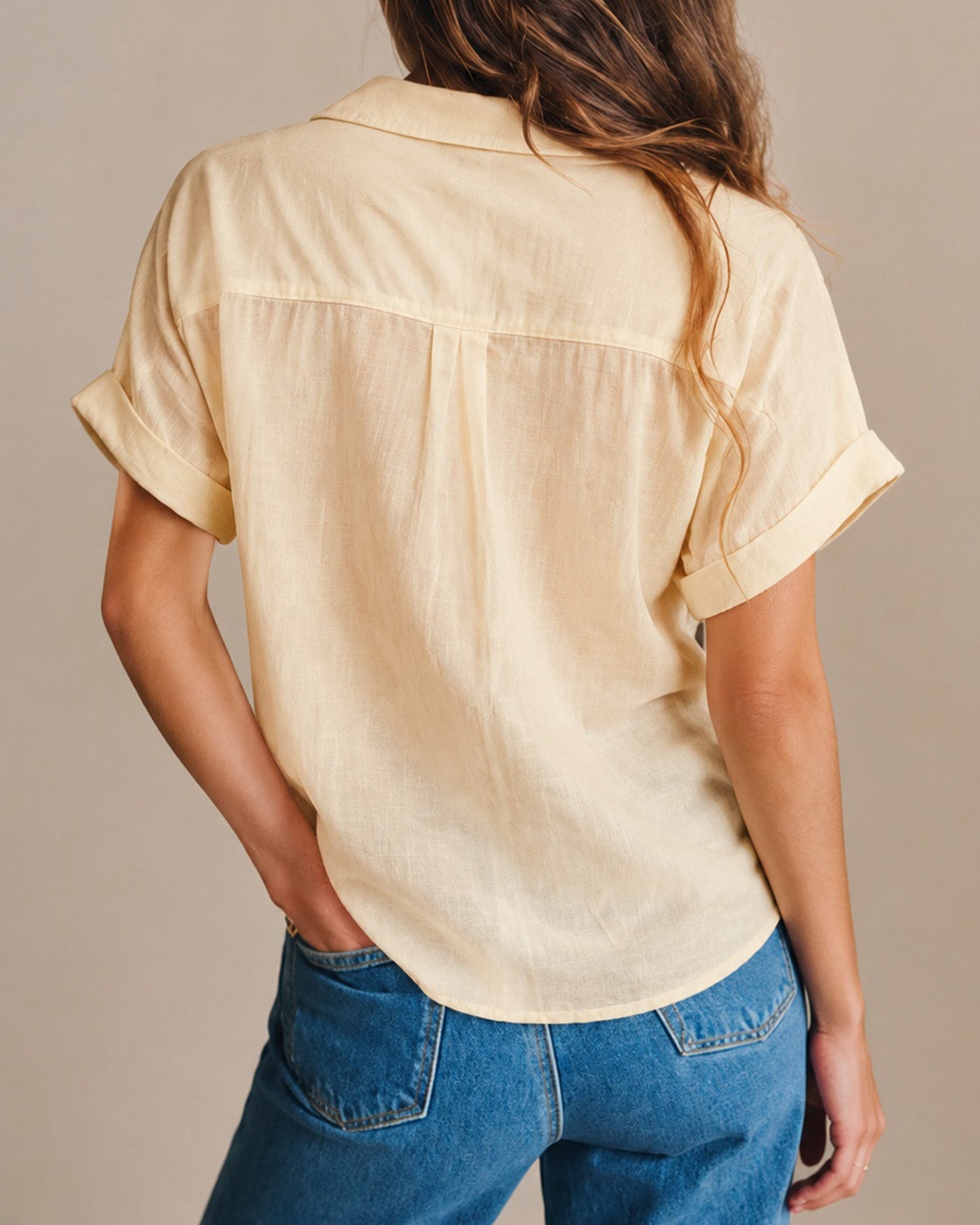Apricot Short Sleeve Button Shirt