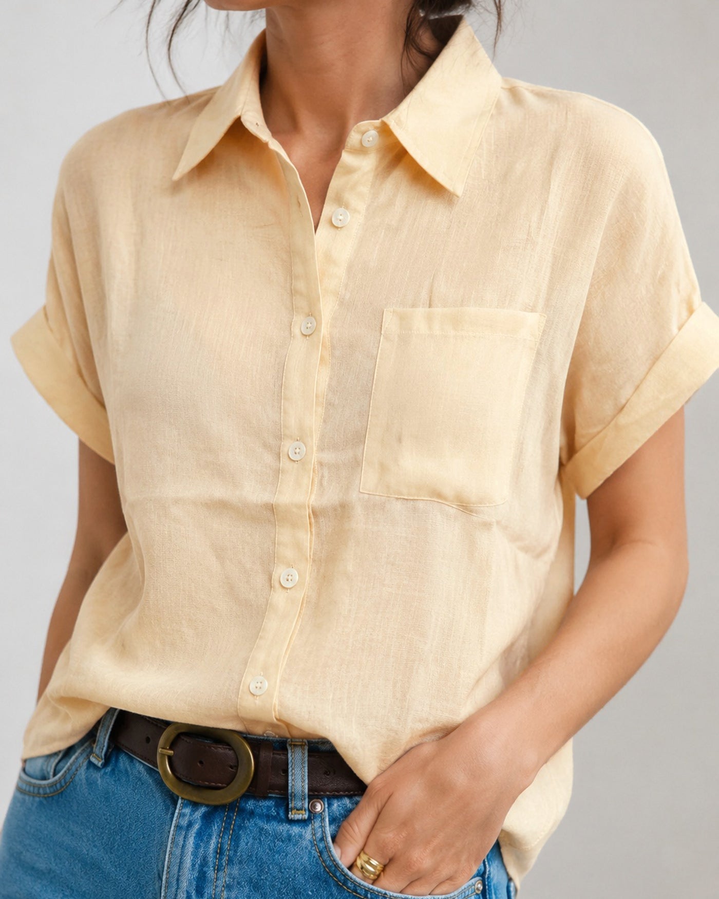Apricot Short Sleeve Button Shirt